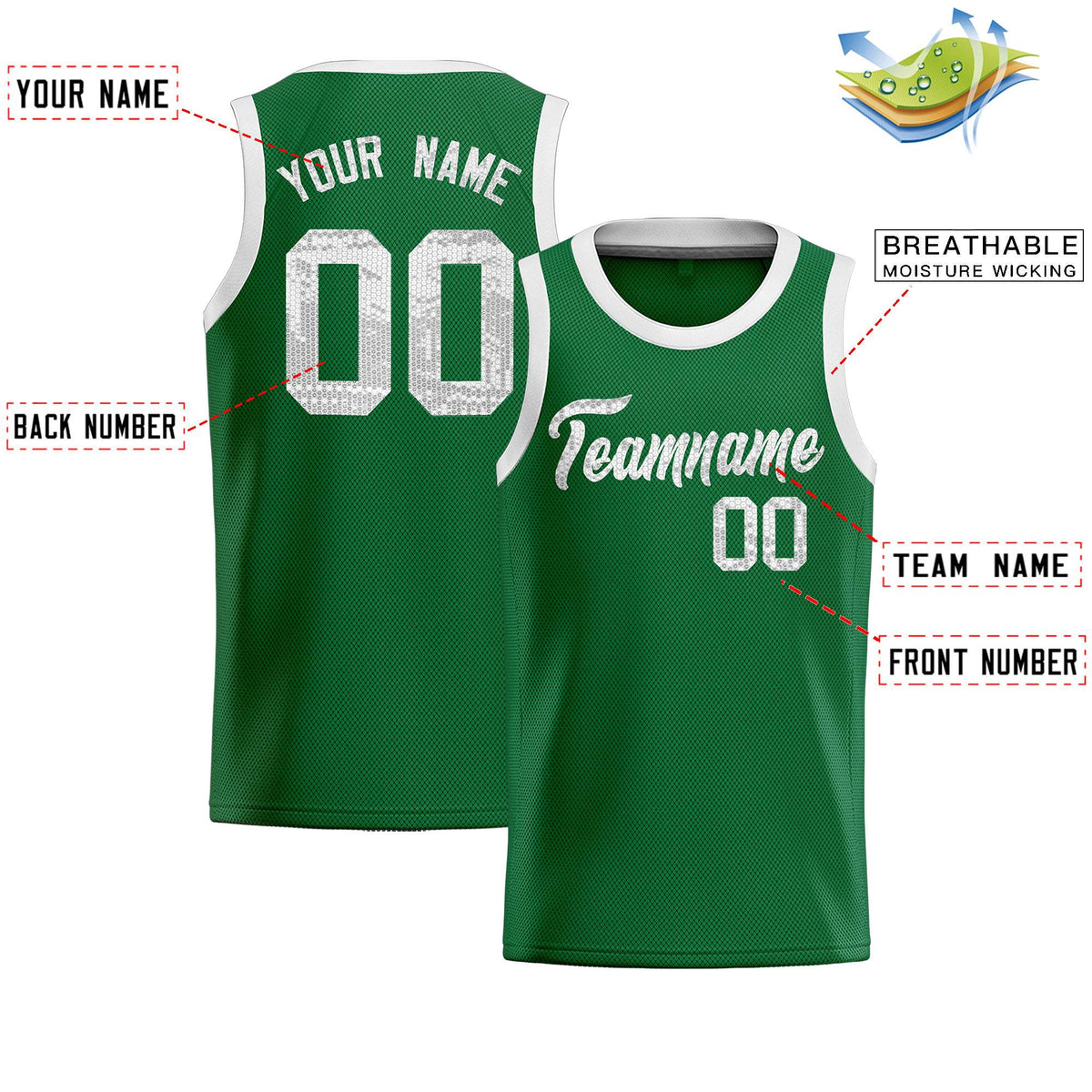 Custom Kelly Green Sequined Tops Athletic Basketball Jersey|KXKSHOP