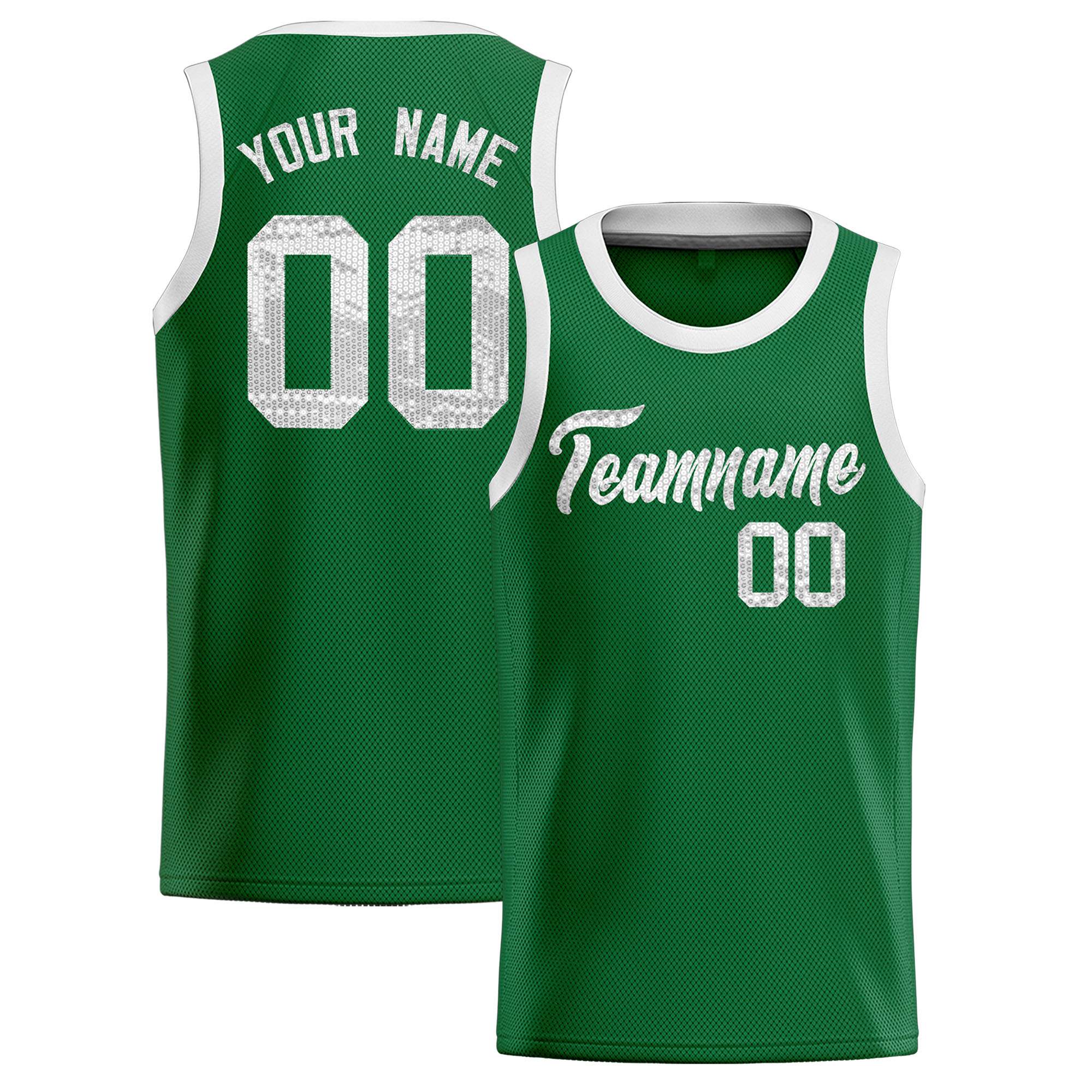 Custom Kelly Green Sequined Tops Athletic Basketball Jersey|KXKSHOP