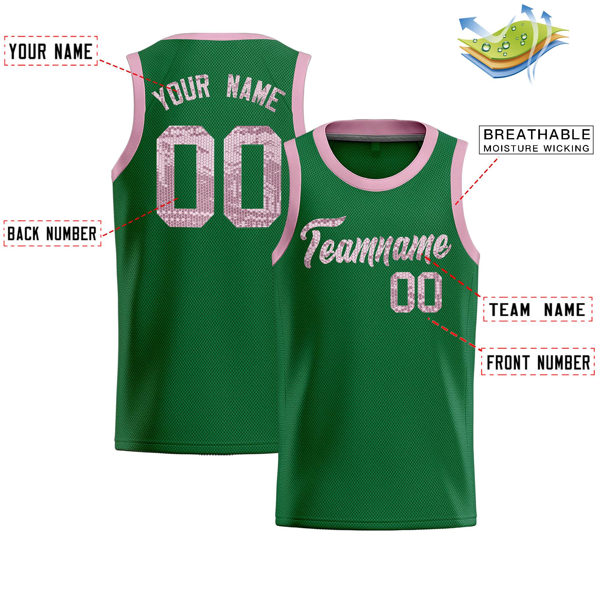 Custom Kelly Green Sequined Tops Athletic Basketball Jersey|KXKSHOP