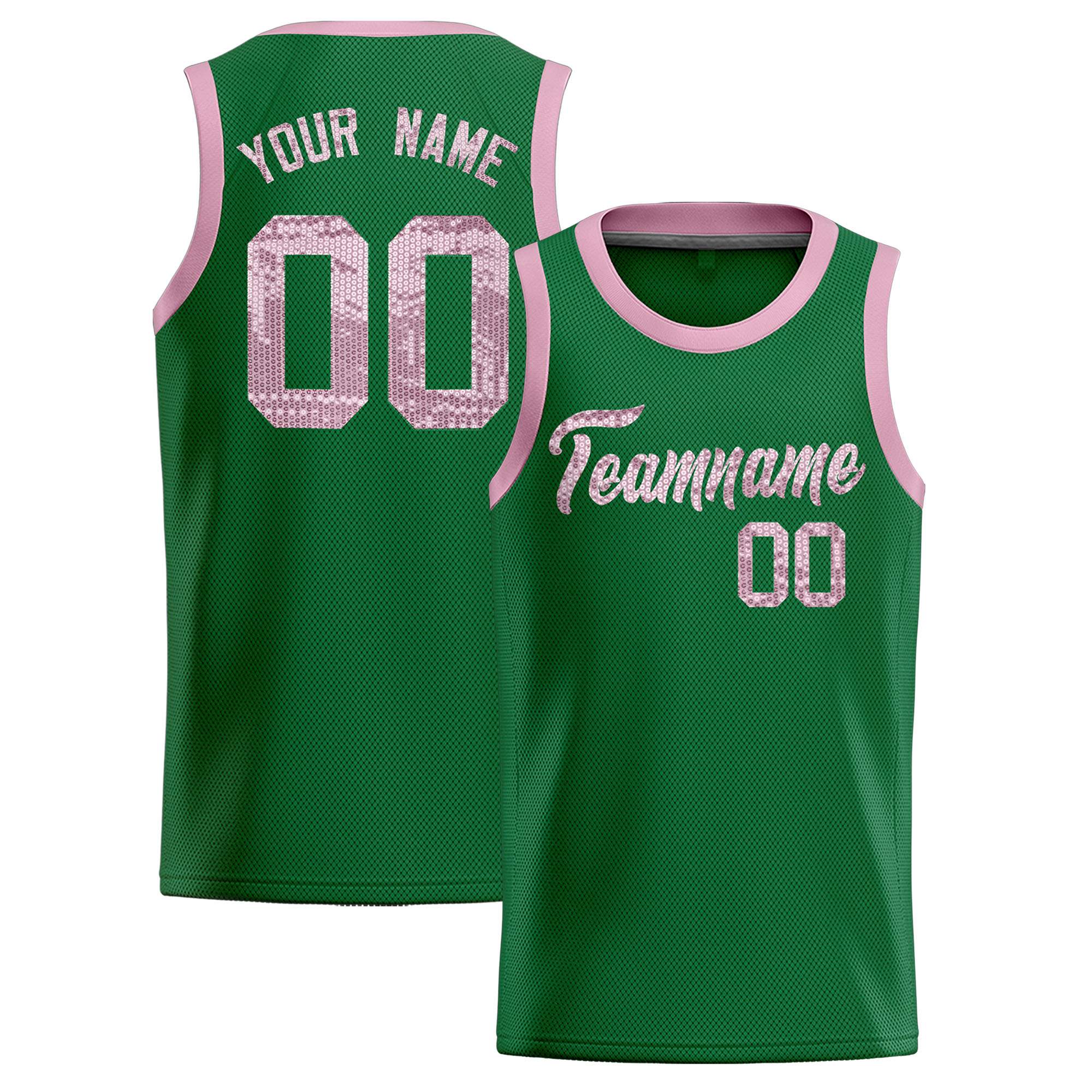 Custom Kelly Green Sequined Tops Athletic Basketball Jersey|KXKSHOP