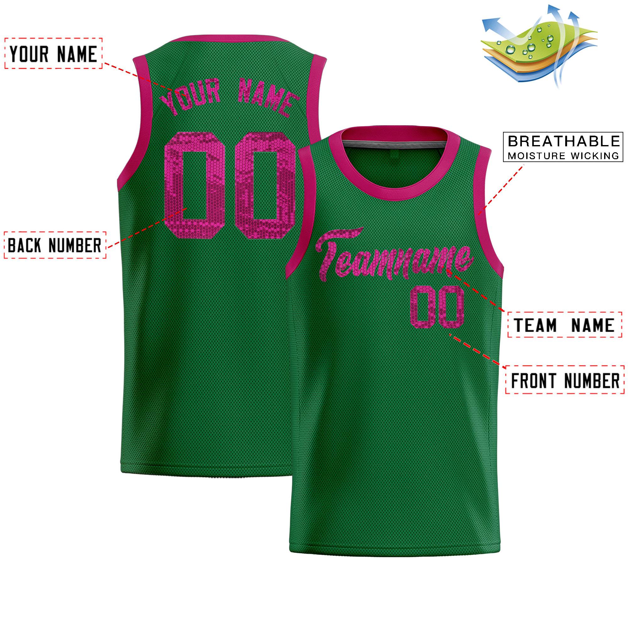 Custom Kelly Green Sequined Tops Athletic Basketball Jersey|KXKSHOP
