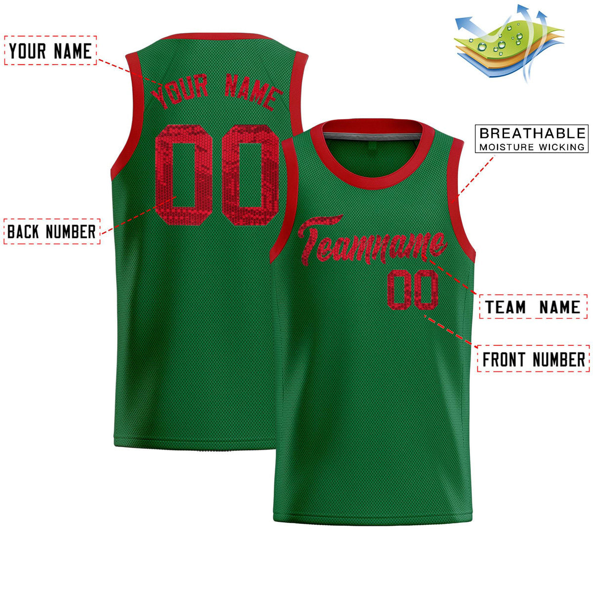 Custom Kelly Green Sequined Tops Athletic Basketball Jersey|KXKSHOP