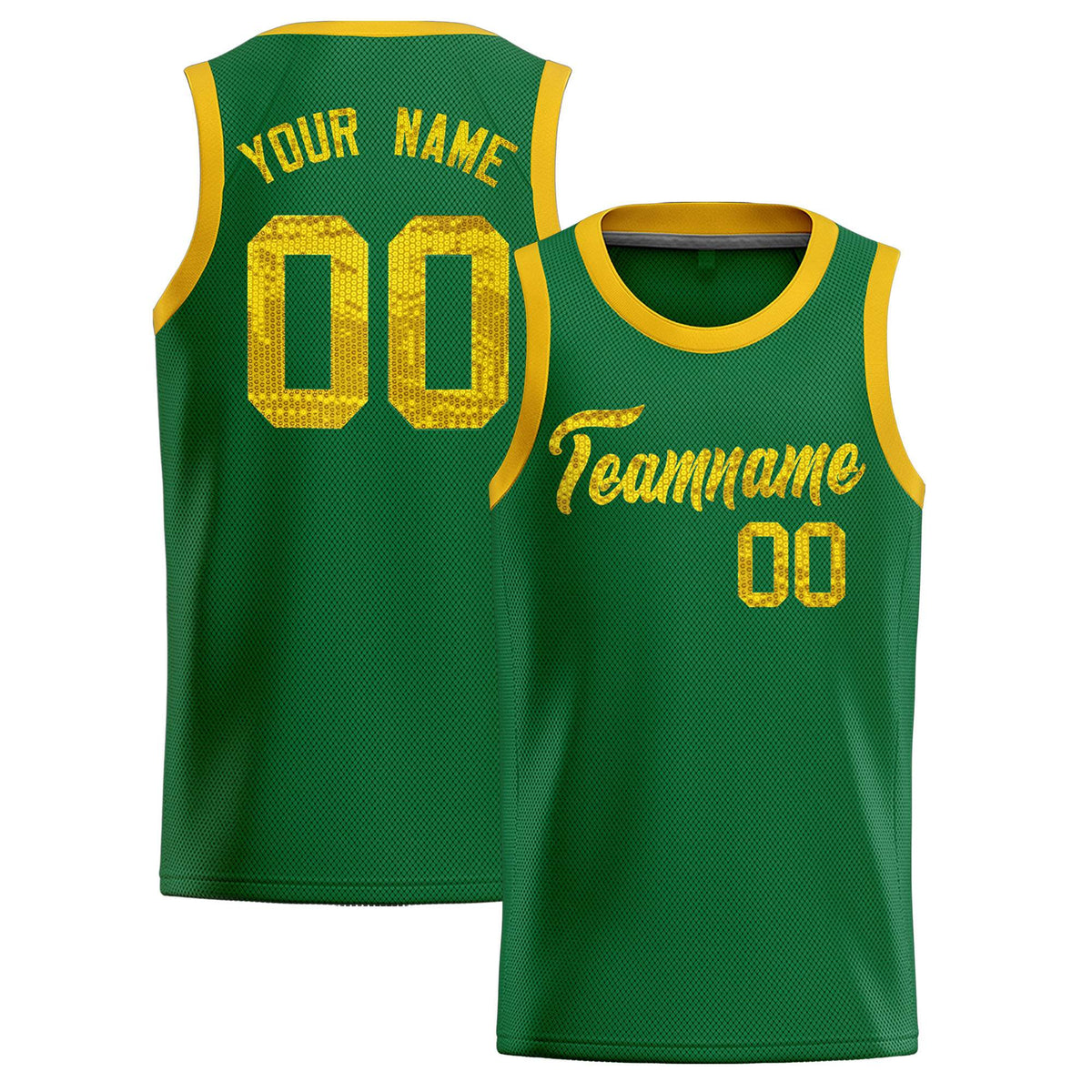Custom Kelly Green Sequined Tops Athletic Basketball Jersey|KXKSHOP