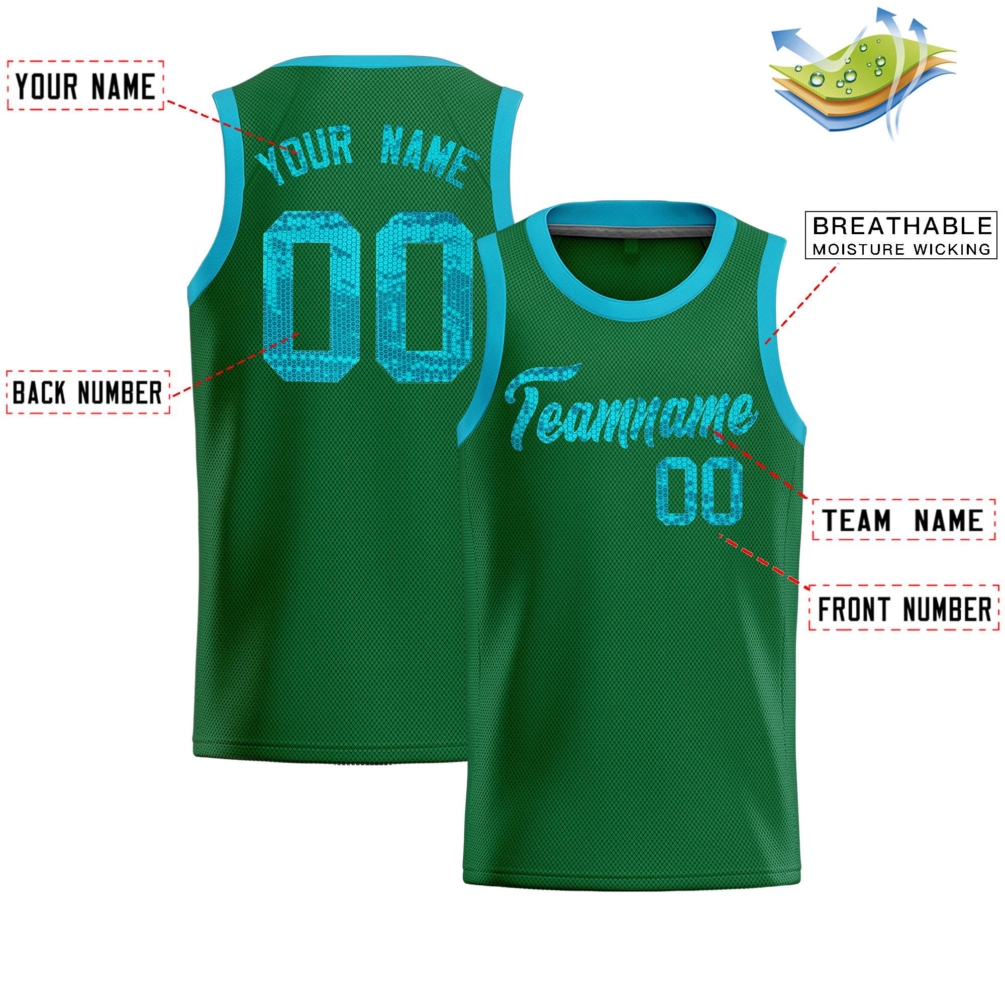 Custom Kelly Green Sequined Tops Athletic Basketball Jersey|KXKSHOP