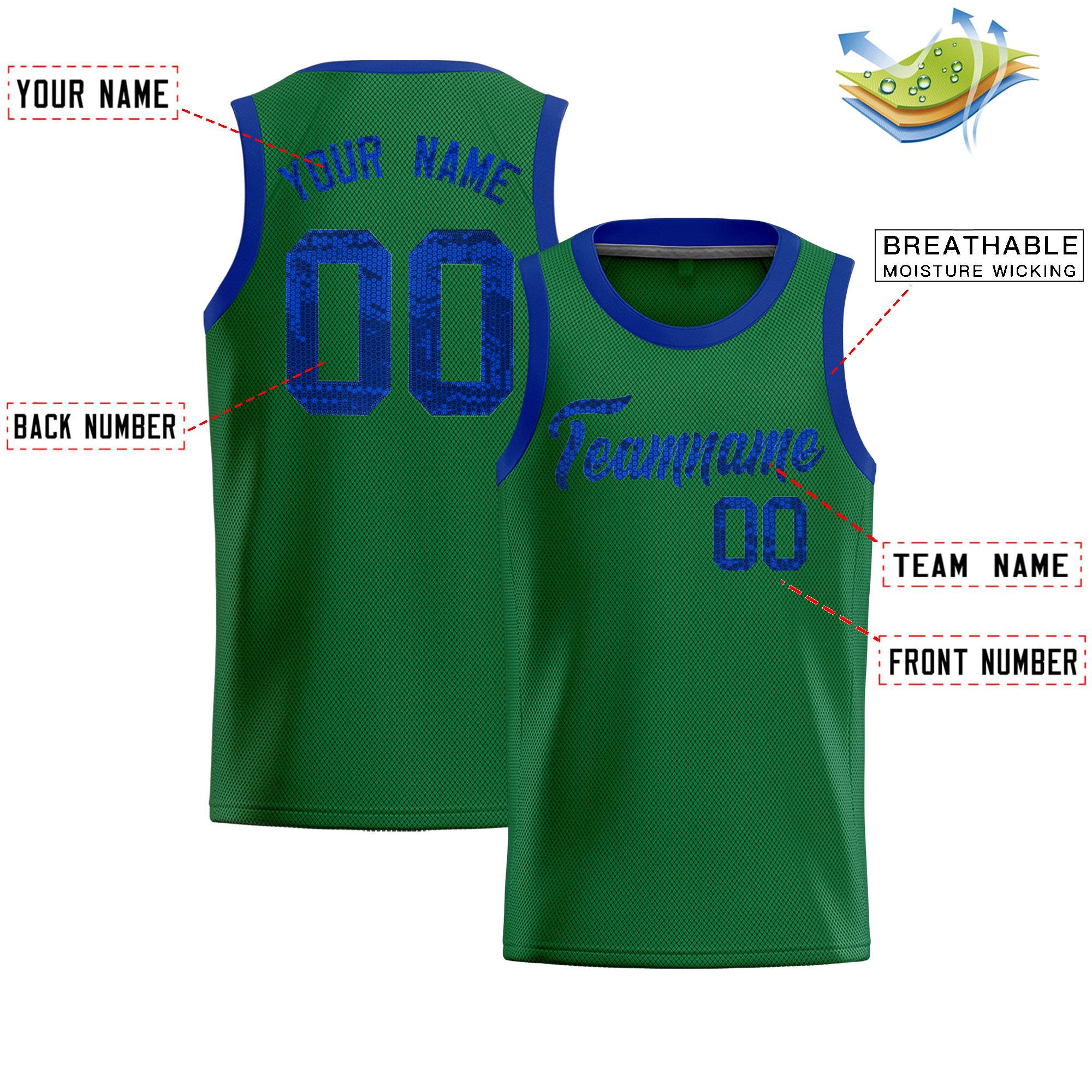 Custom Kelly Green Sequined Tops Athletic Basketball Jersey|KXKSHOP