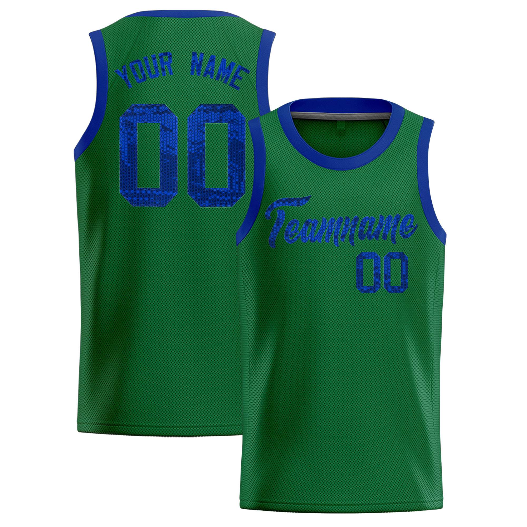 Custom Kelly Green Sequined Tops Athletic Basketball Jersey|KXKSHOP