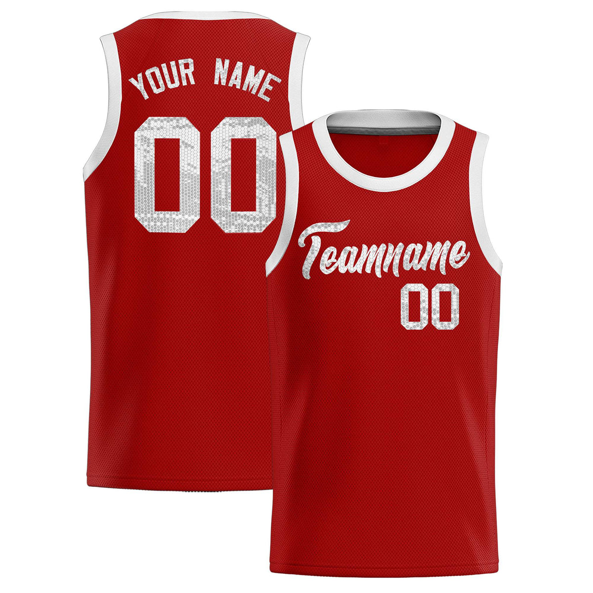 Custom Red Sequined Tops Athletic Basketball Jersey|KXKSHOP