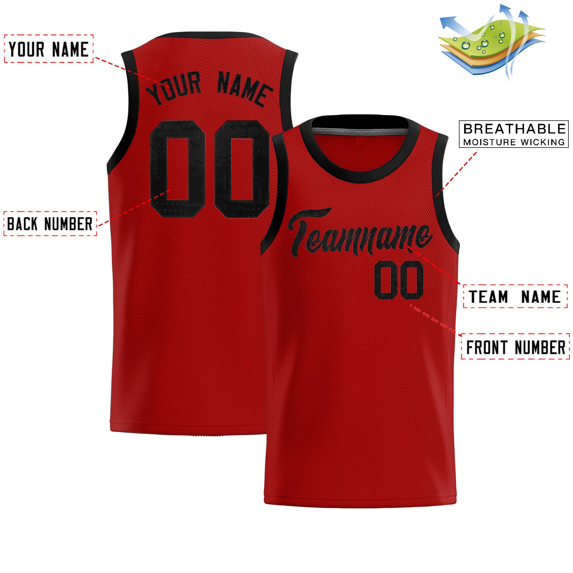 Custom Red Sequined Tops Athletic Basketball Jersey|KXKSHOP