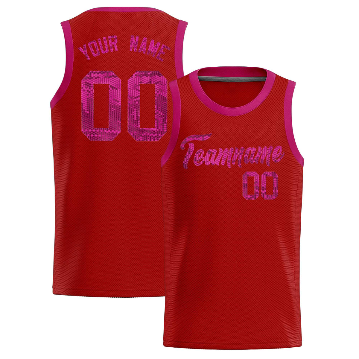 Custom Red Sequined Tops Athletic Basketball Jersey|KXKSHOP