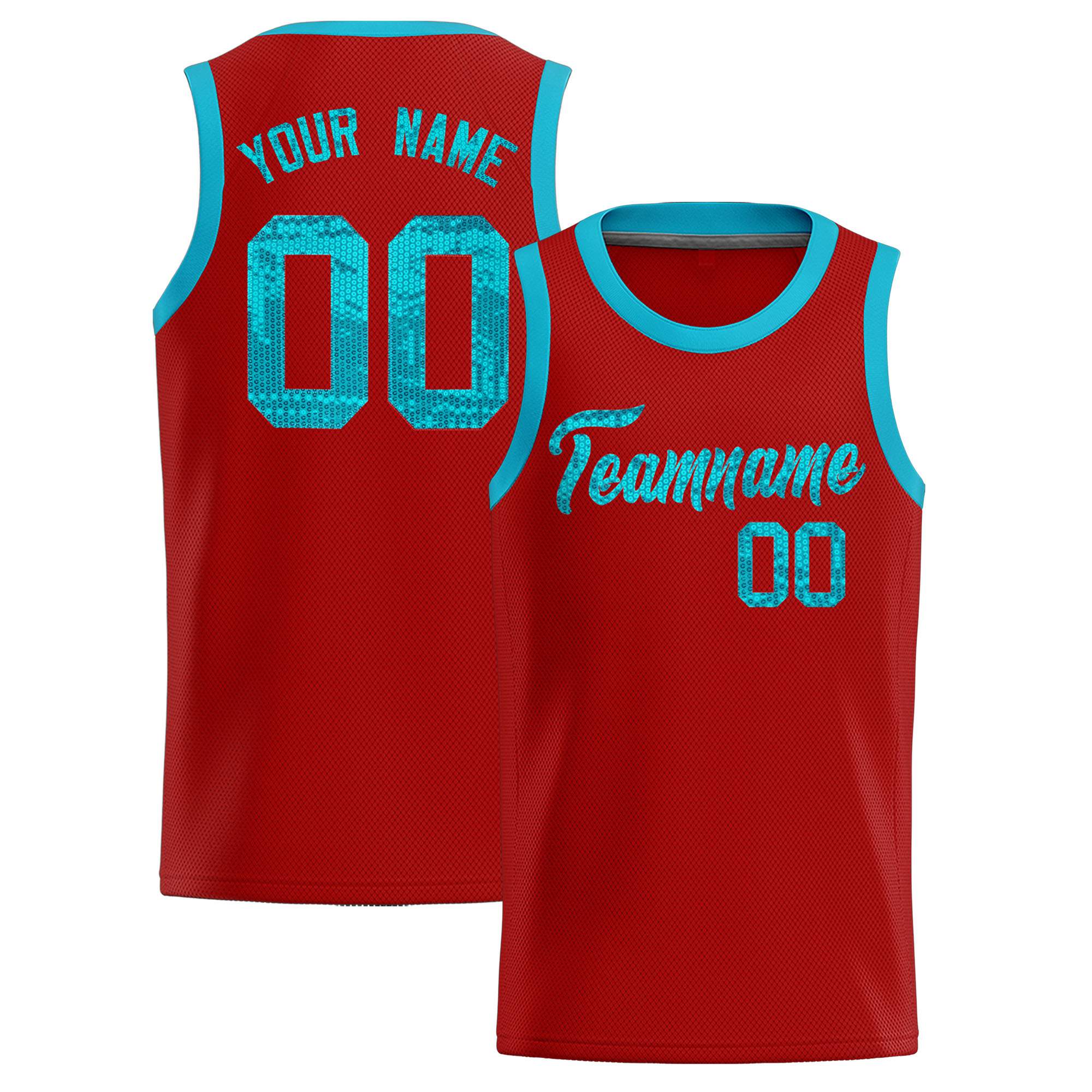 Custom Red Sequined Tops Athletic Basketball Jersey|KXKSHOP