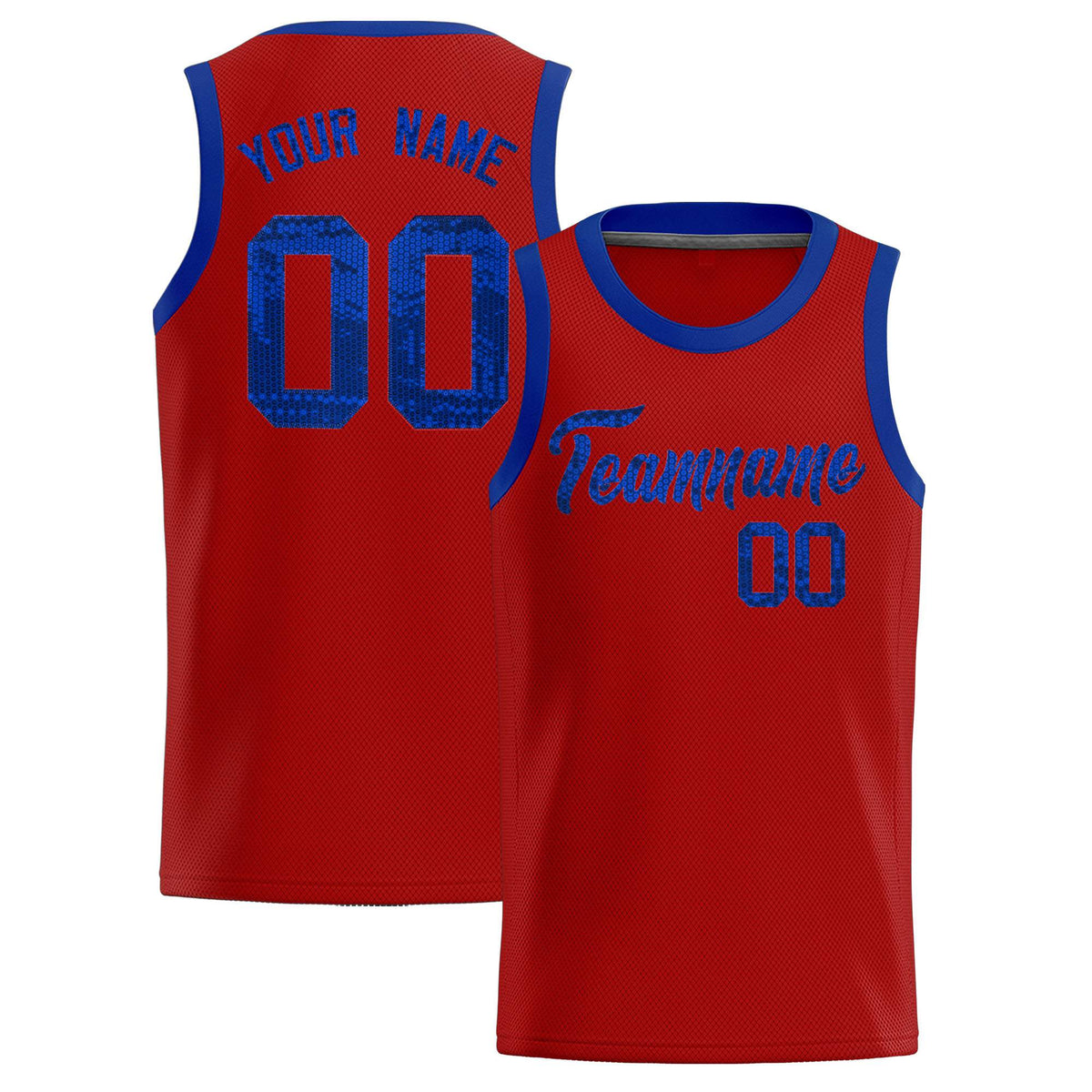 Custom Red Sequined Tops Athletic Basketball Jersey|KXKSHOP