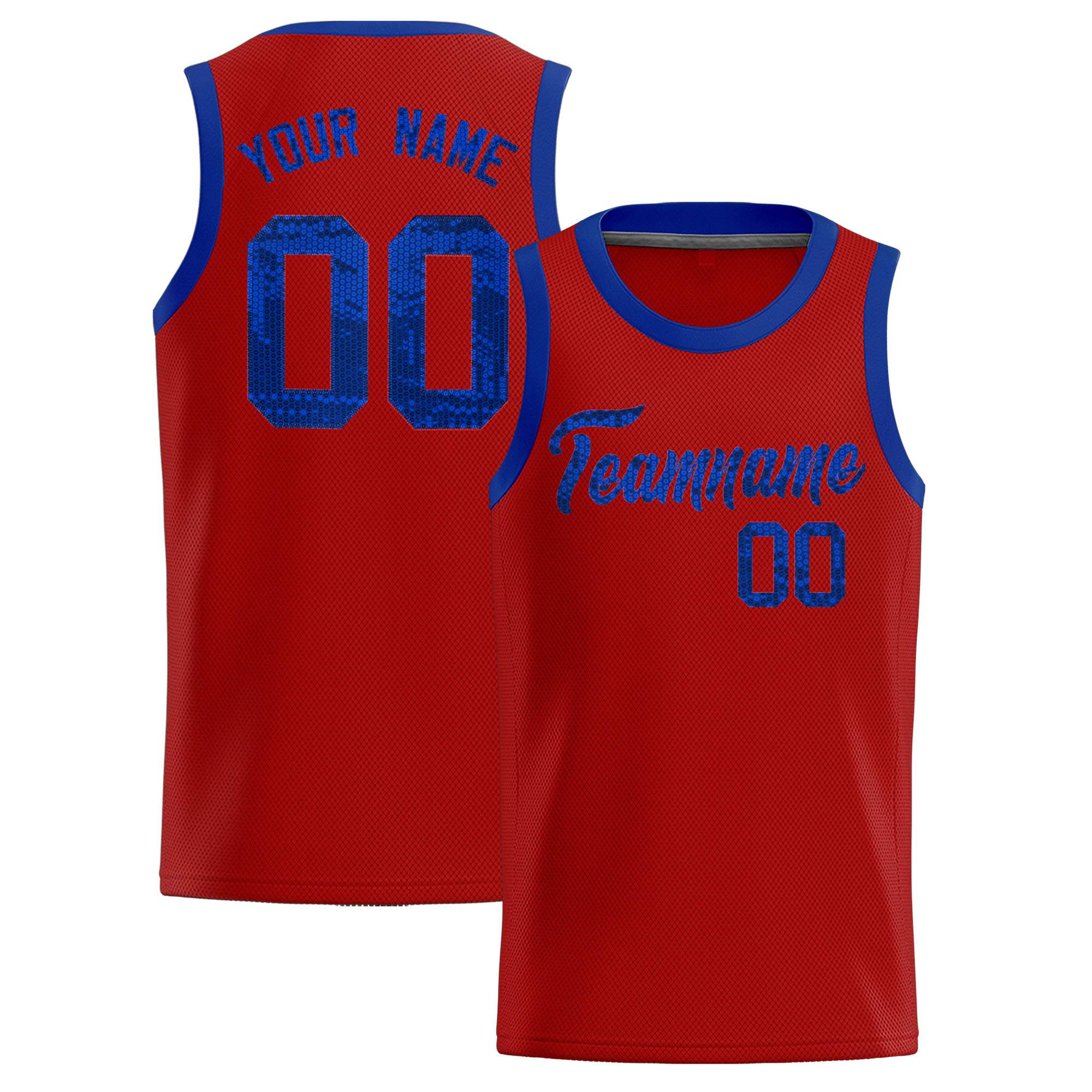 Custom Red Sequined Tops Athletic Basketball Jersey|KXKSHOP