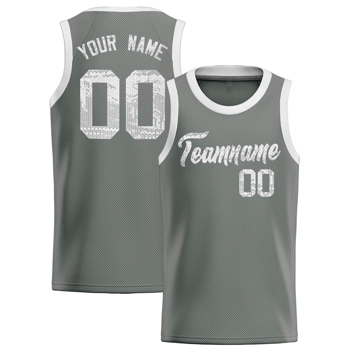 Custom Gray Sequined Tops Athletic Basketball Jersey|KXKSHOP