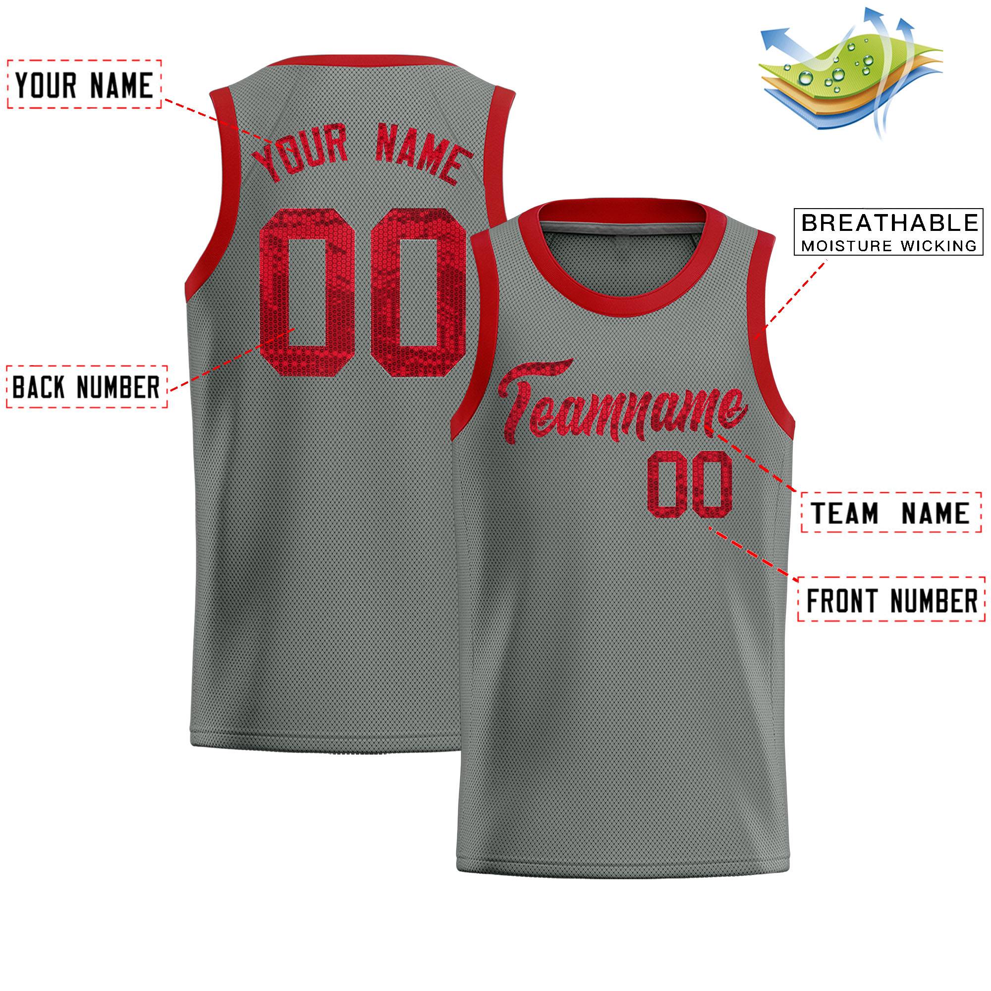 Custom Gray Sequined Tops Athletic Basketball Jersey|KXKSHOP