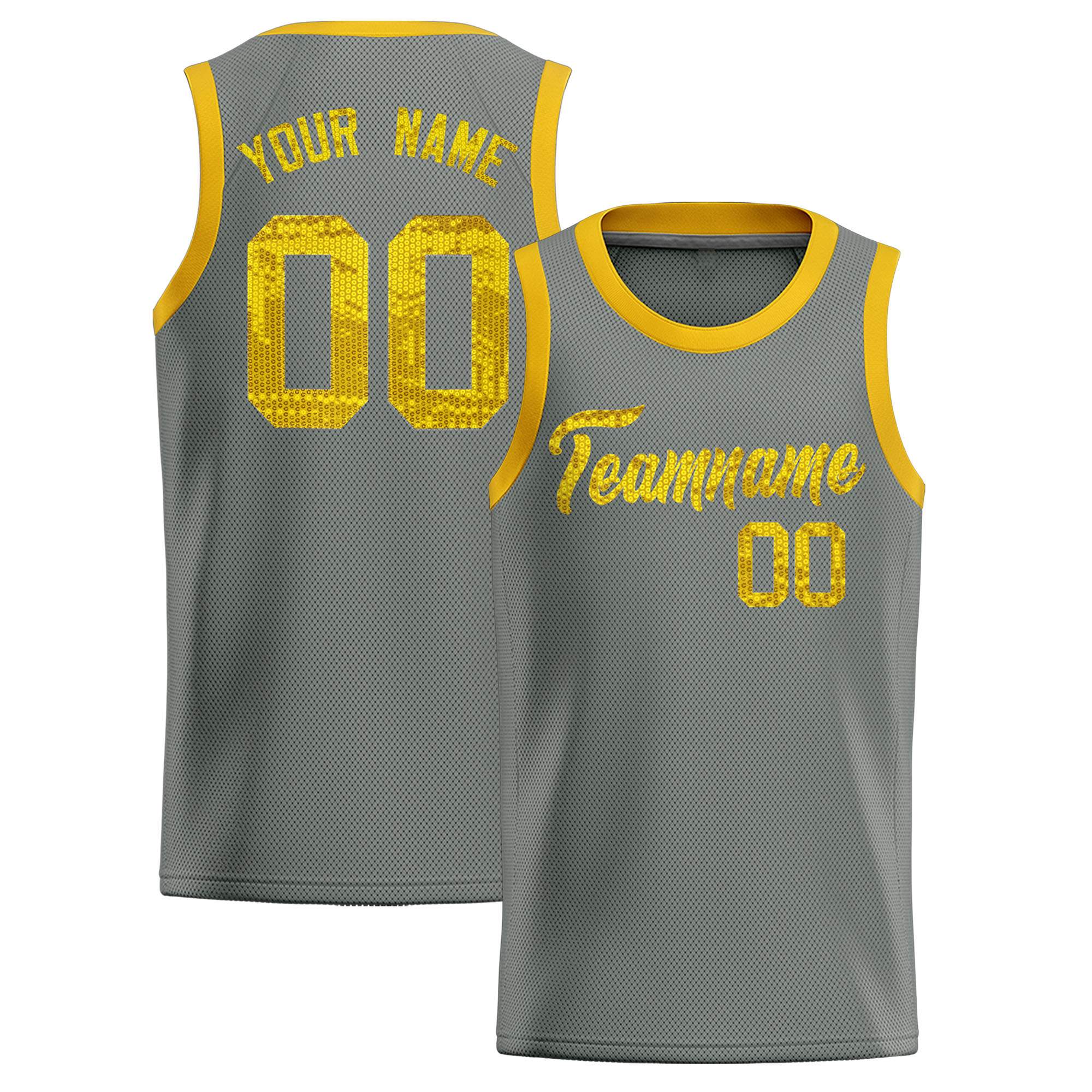 Custom Gray Sequined Tops Athletic Basketball Jersey|KXKSHOP