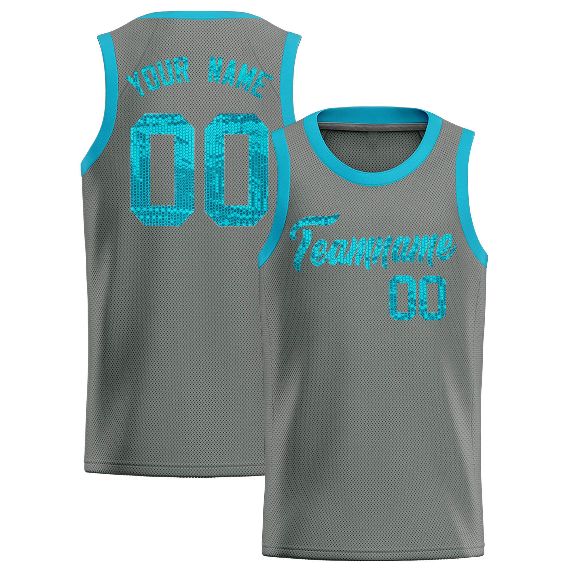 Custom Gray Sequined Tops Athletic Basketball Jersey|KXKSHOP