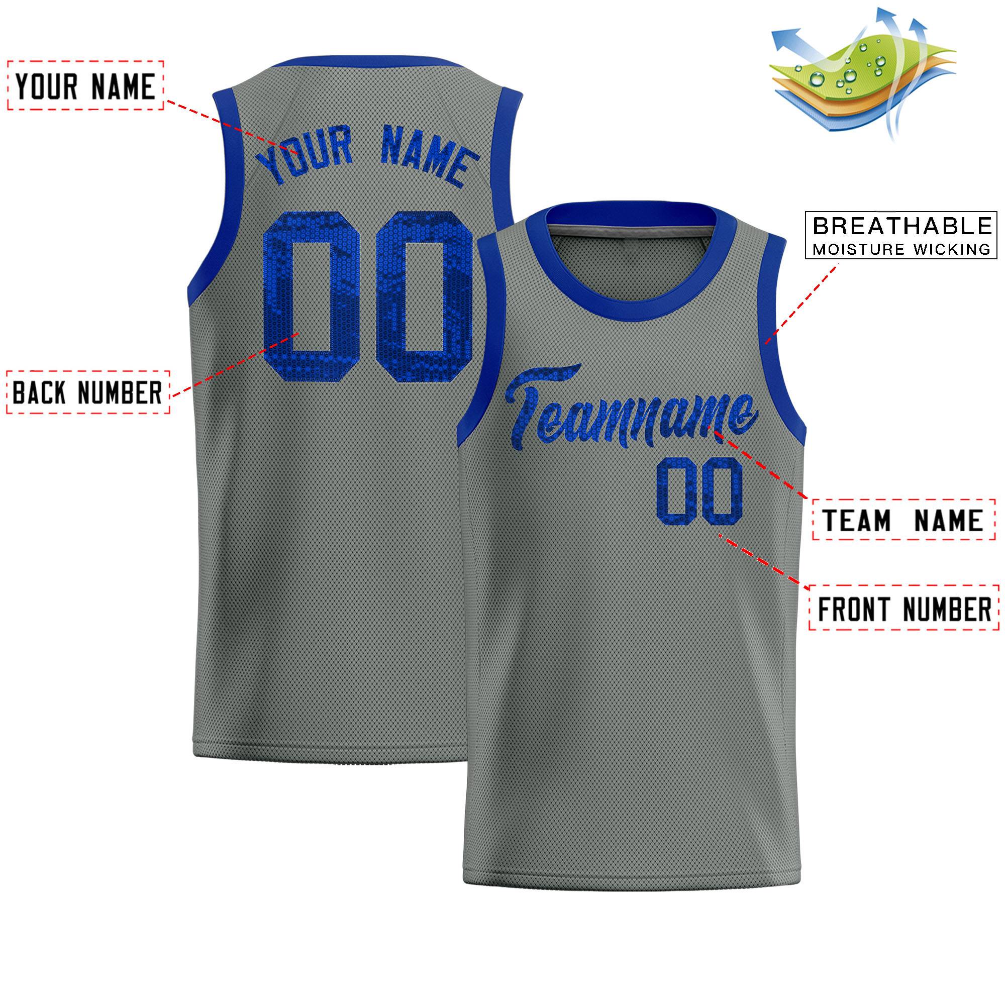 Custom Gray Sequined Tops Athletic Basketball Jersey|KXKSHOP