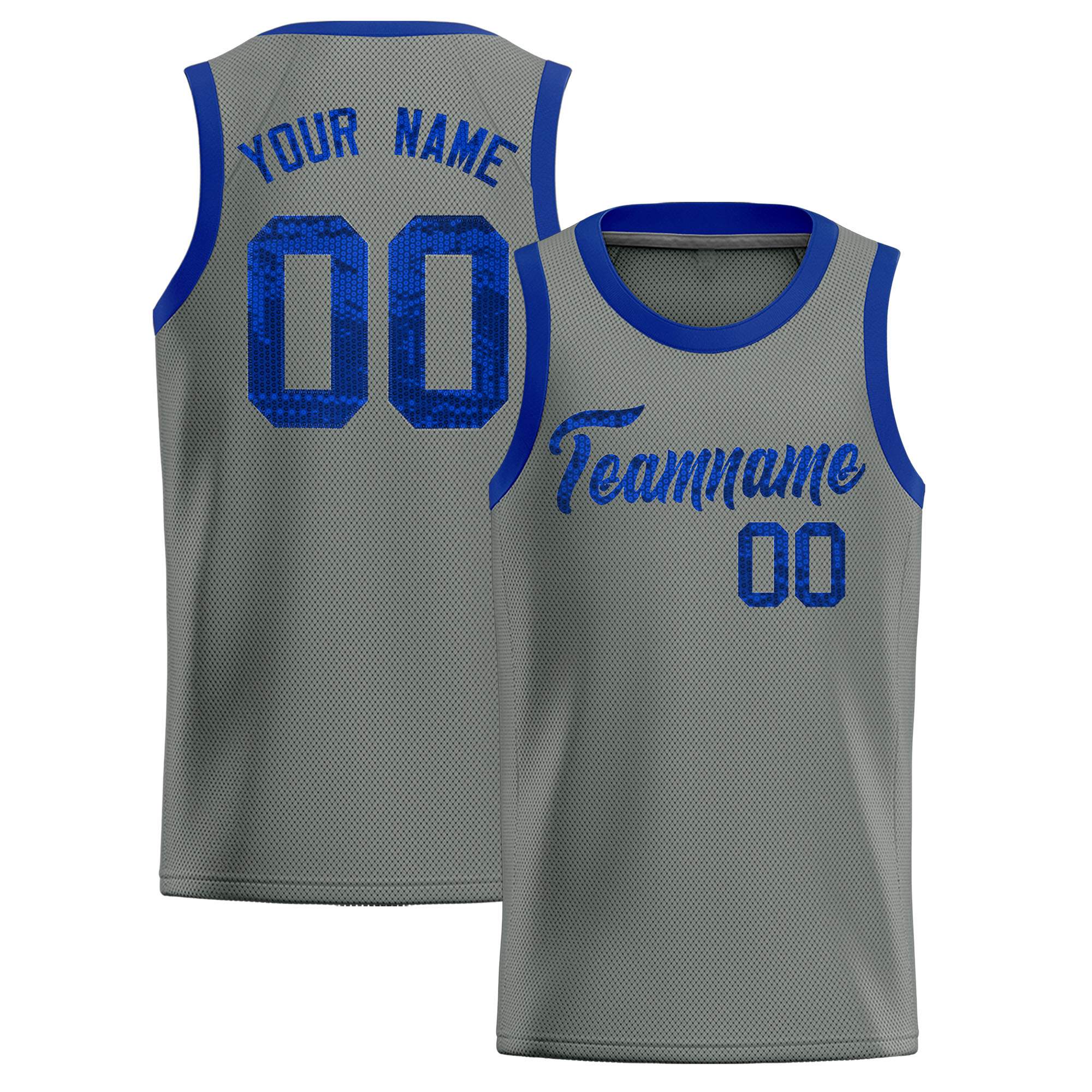 Custom Gray Sequined Tops Athletic Basketball Jersey|KXKSHOP