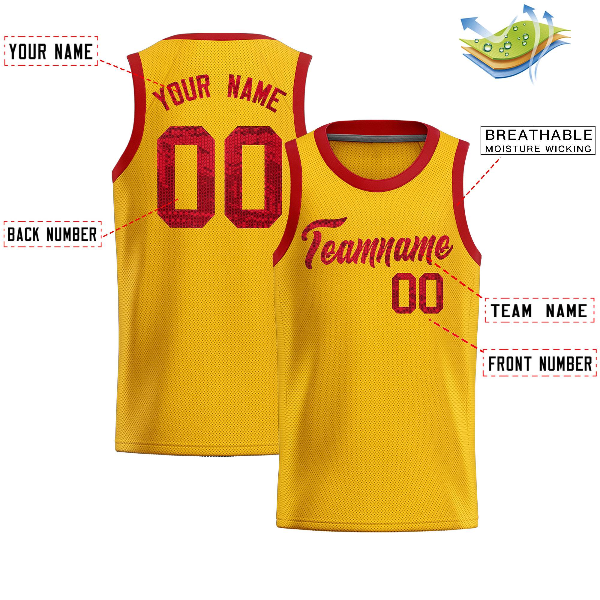 Custom Gold Sequined Tops Athletic Basketball Jersey|KXKSHOP