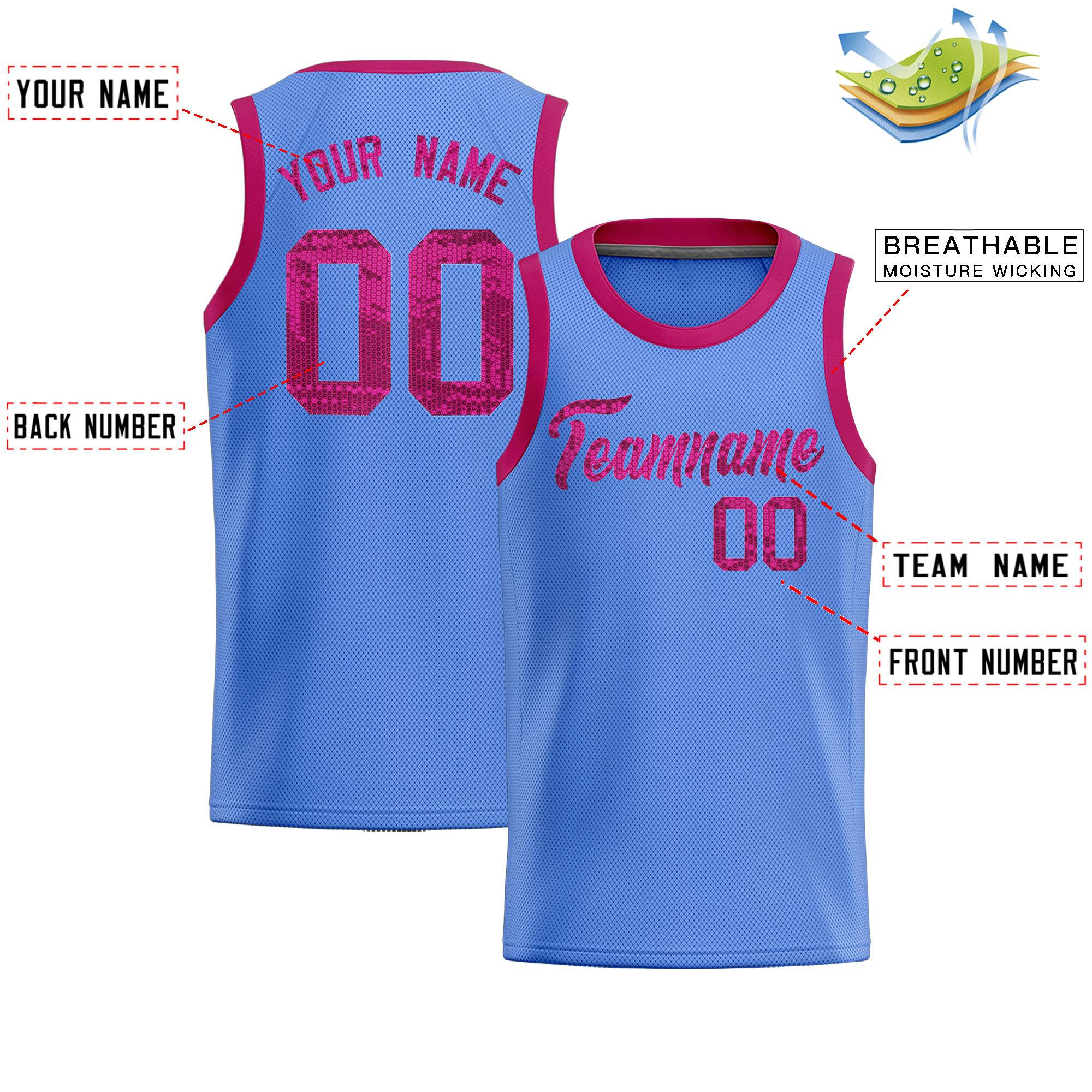 Custom Light Blue Sequined Tops Athletic Basketball Jersey|KXKSHOP