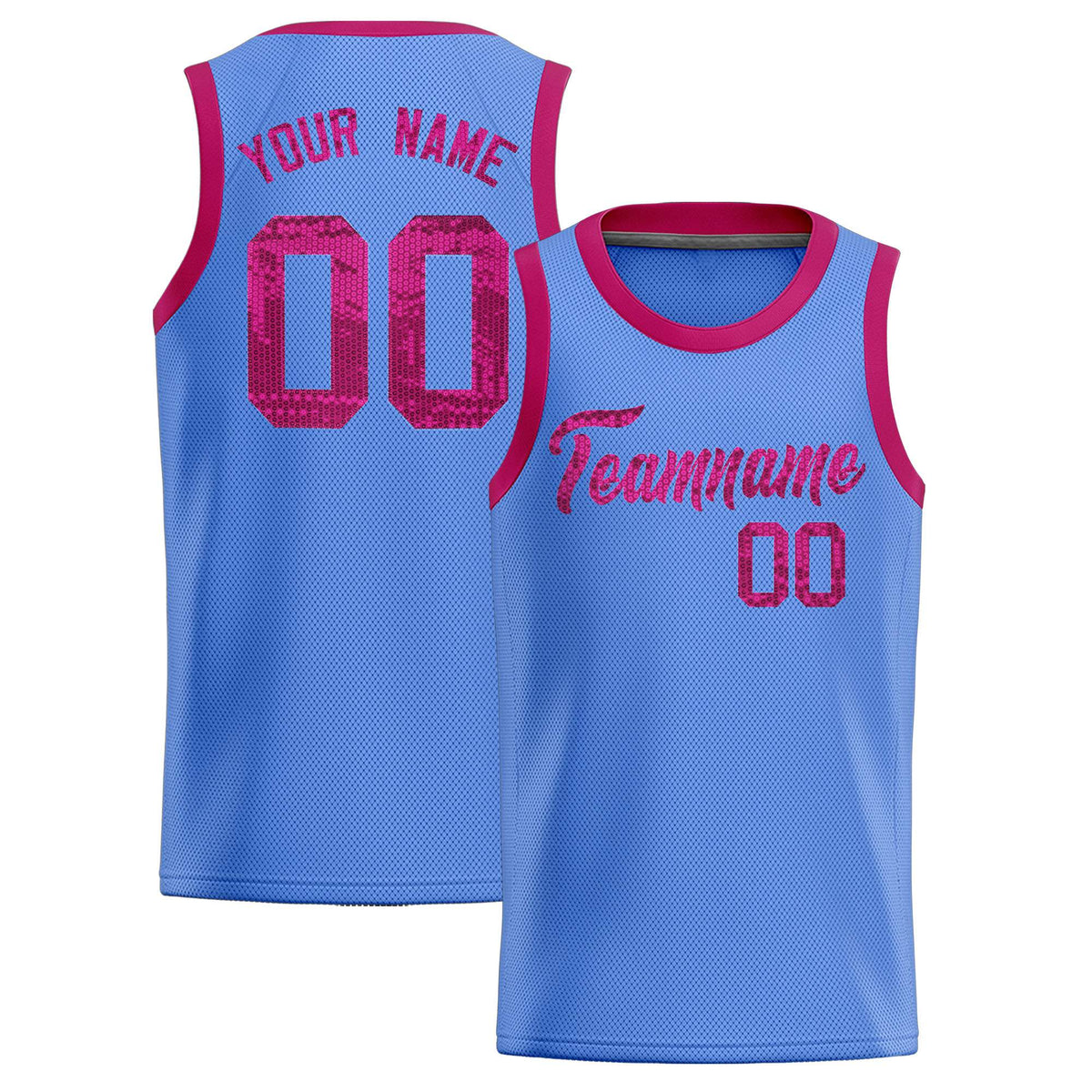 Custom Light Blue Sequined Tops Athletic Basketball Jersey|KXKSHOP