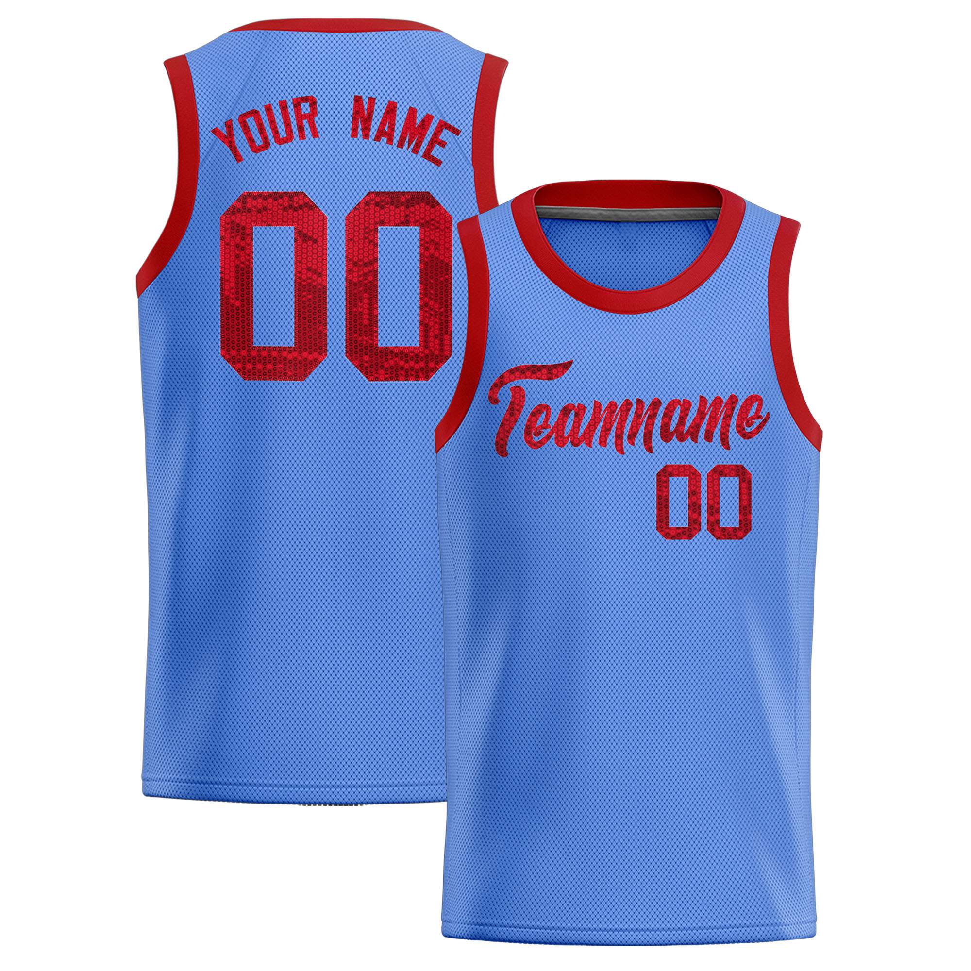 Custom Light Blue Sequined Tops Athletic Basketball Jersey|KXKSHOP