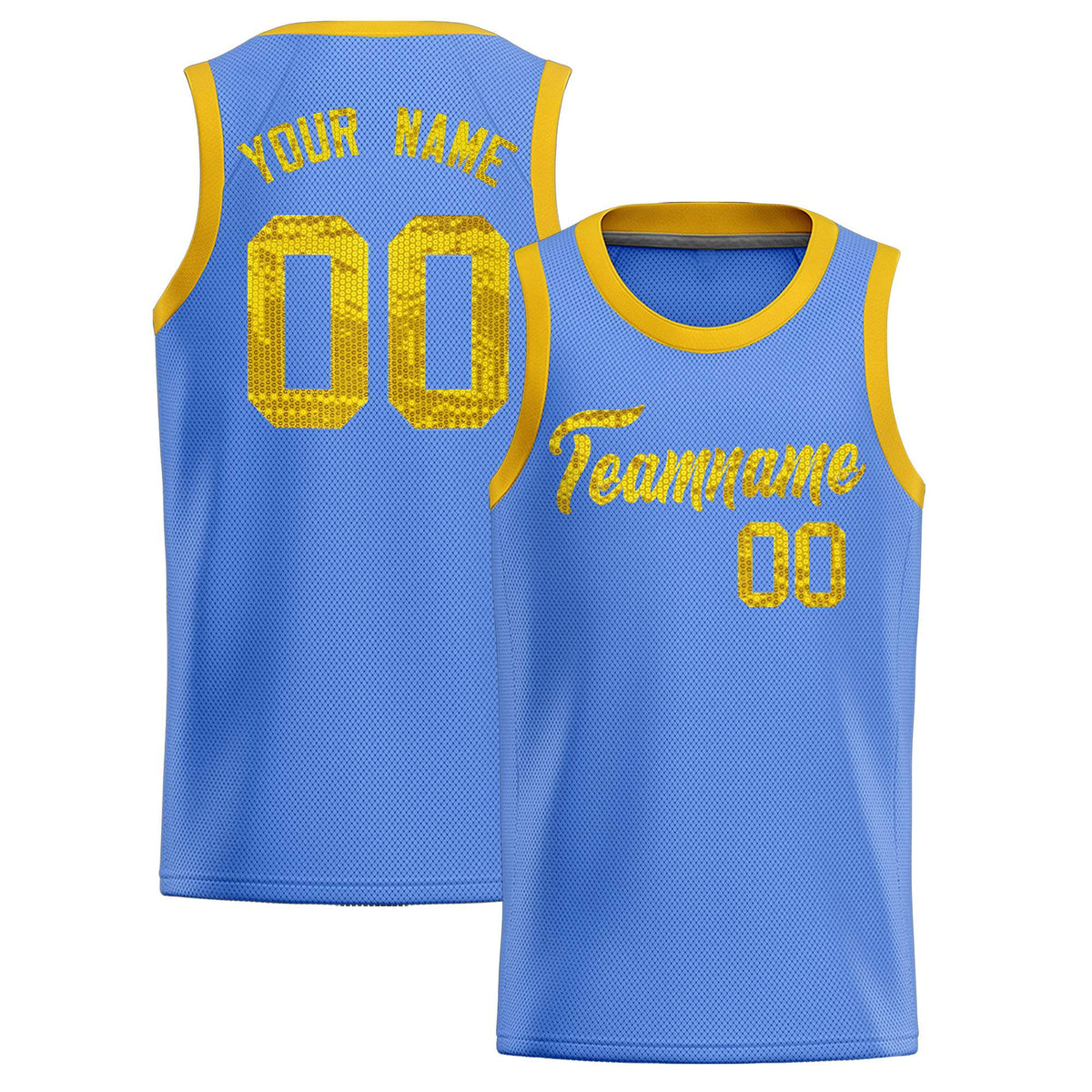 Custom Light Blue Sequined Tops Athletic Basketball Jersey|KXKSHOP