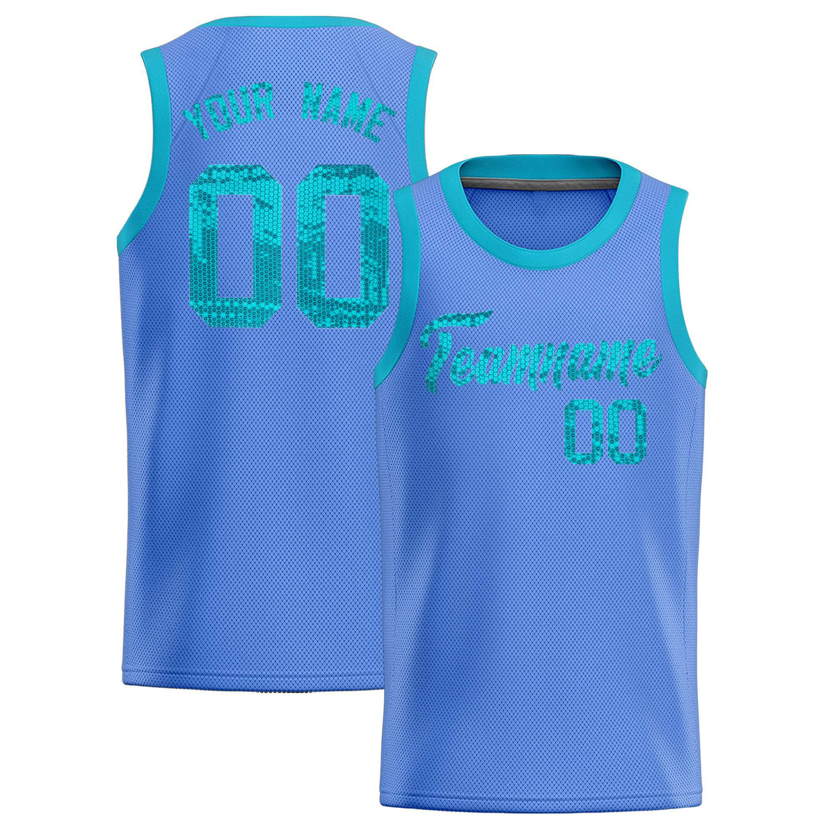 Custom Light Blue Sequined Tops Athletic Basketball Jersey|KXKSHOP