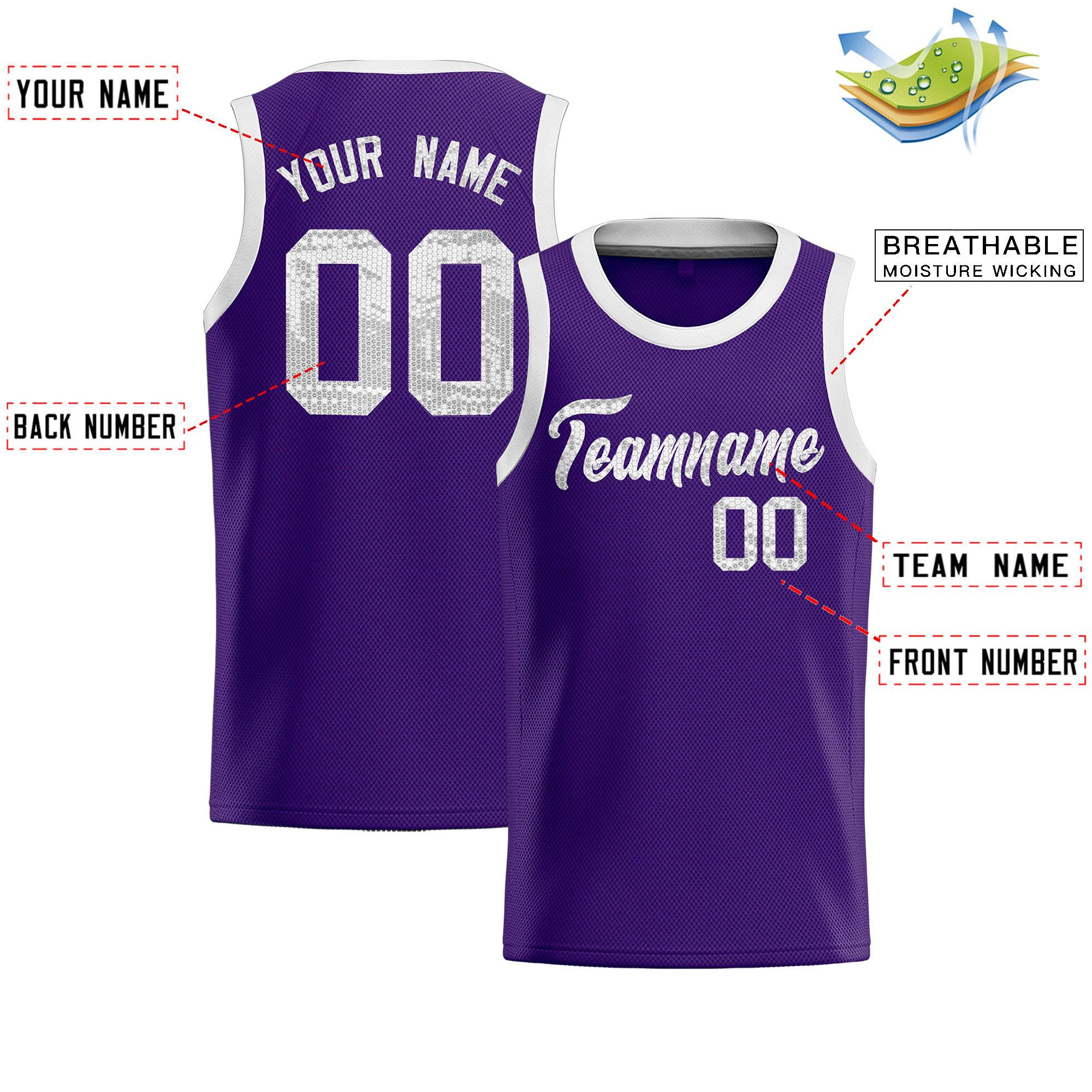 Custom Purple Sequined Tops Athletic Basketball Jersey|KXKSHOP