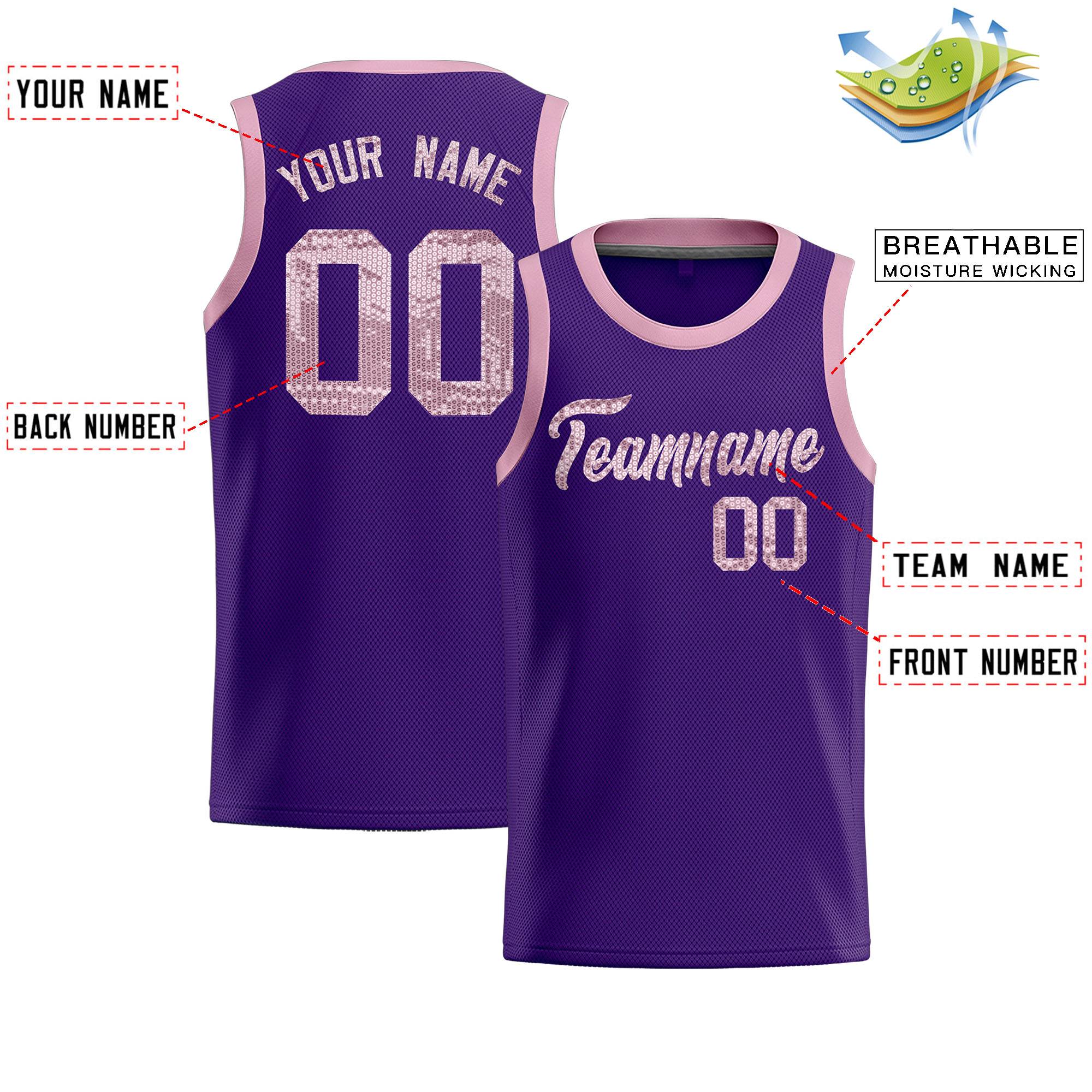 Custom Purple Sequined Tops Athletic Basketball Jersey|KXKSHOP