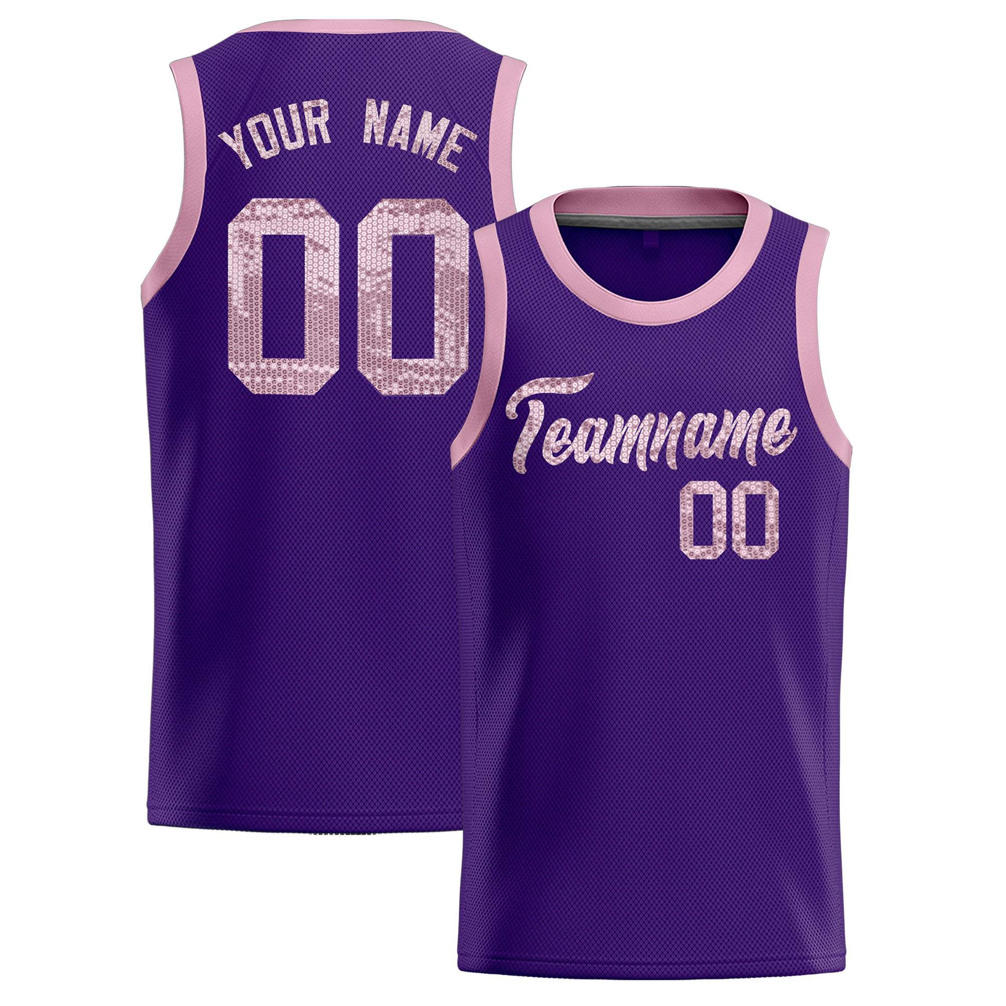 Custom Purple Sequined Tops Athletic Basketball Jersey|KXKSHOP