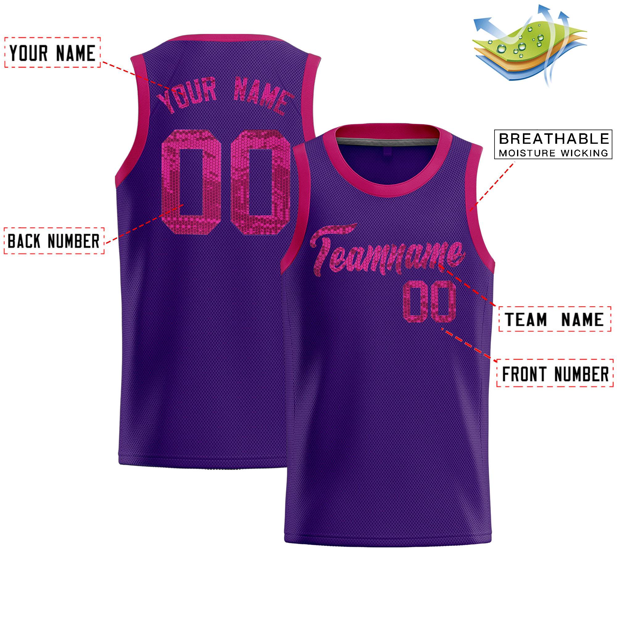 Custom Purple Sequined Tops Athletic Basketball Jersey|KXKSHOP
