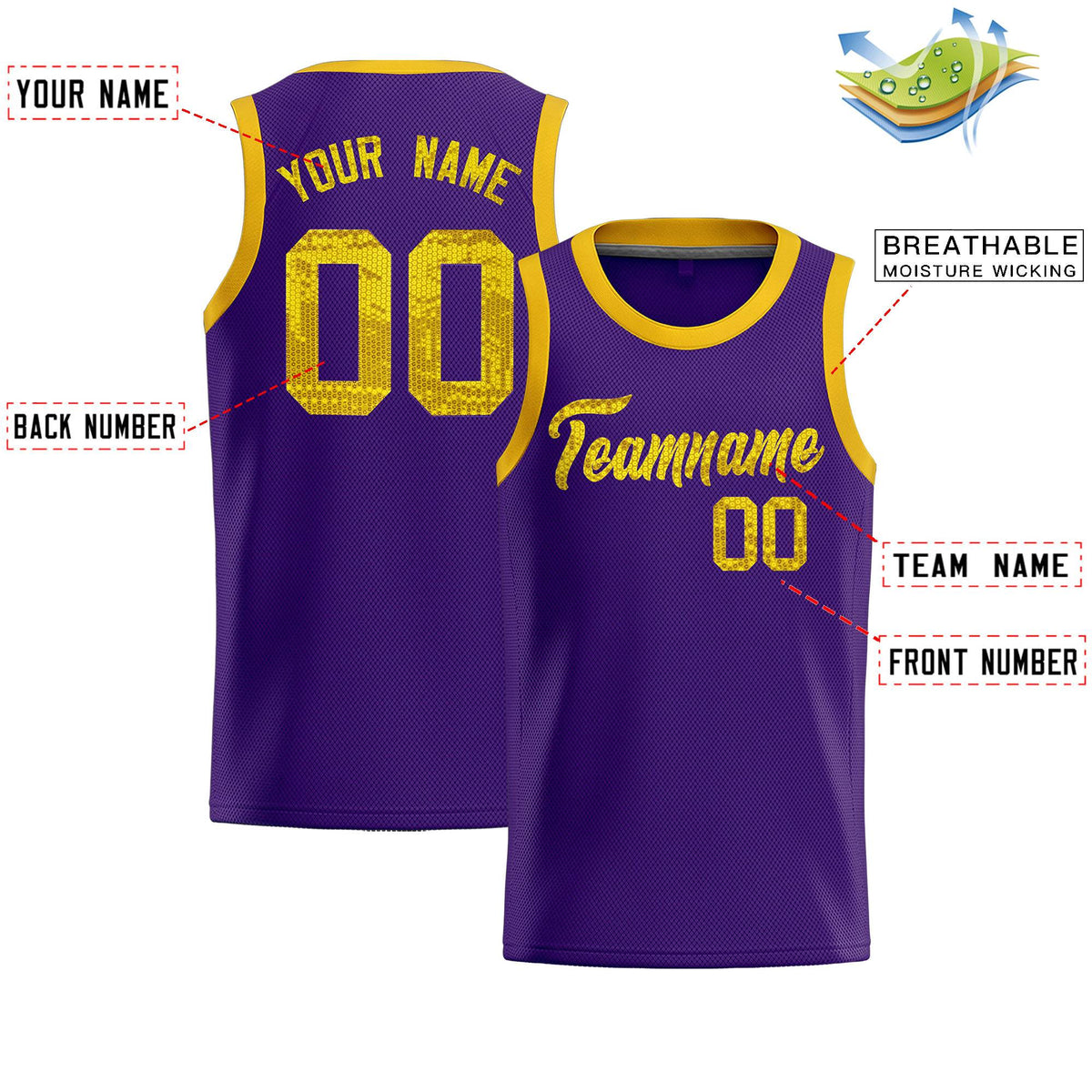 Custom Purple Sequined Tops Athletic Basketball Jersey|KXKSHOP