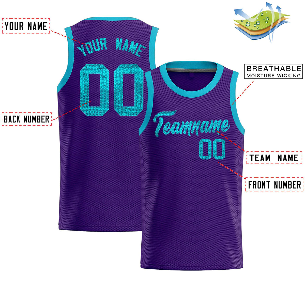 Custom Purple Sequined Tops Athletic Basketball Jersey|KXKSHOP