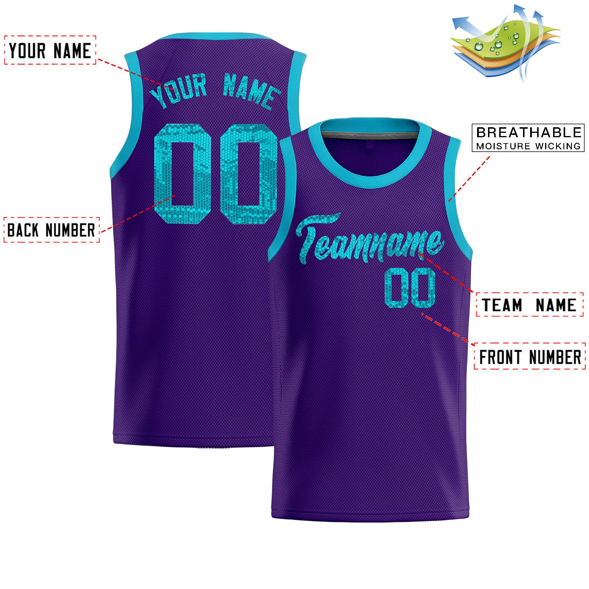 Custom Purple Sequined Tops Athletic Basketball Jersey|KXKSHOP