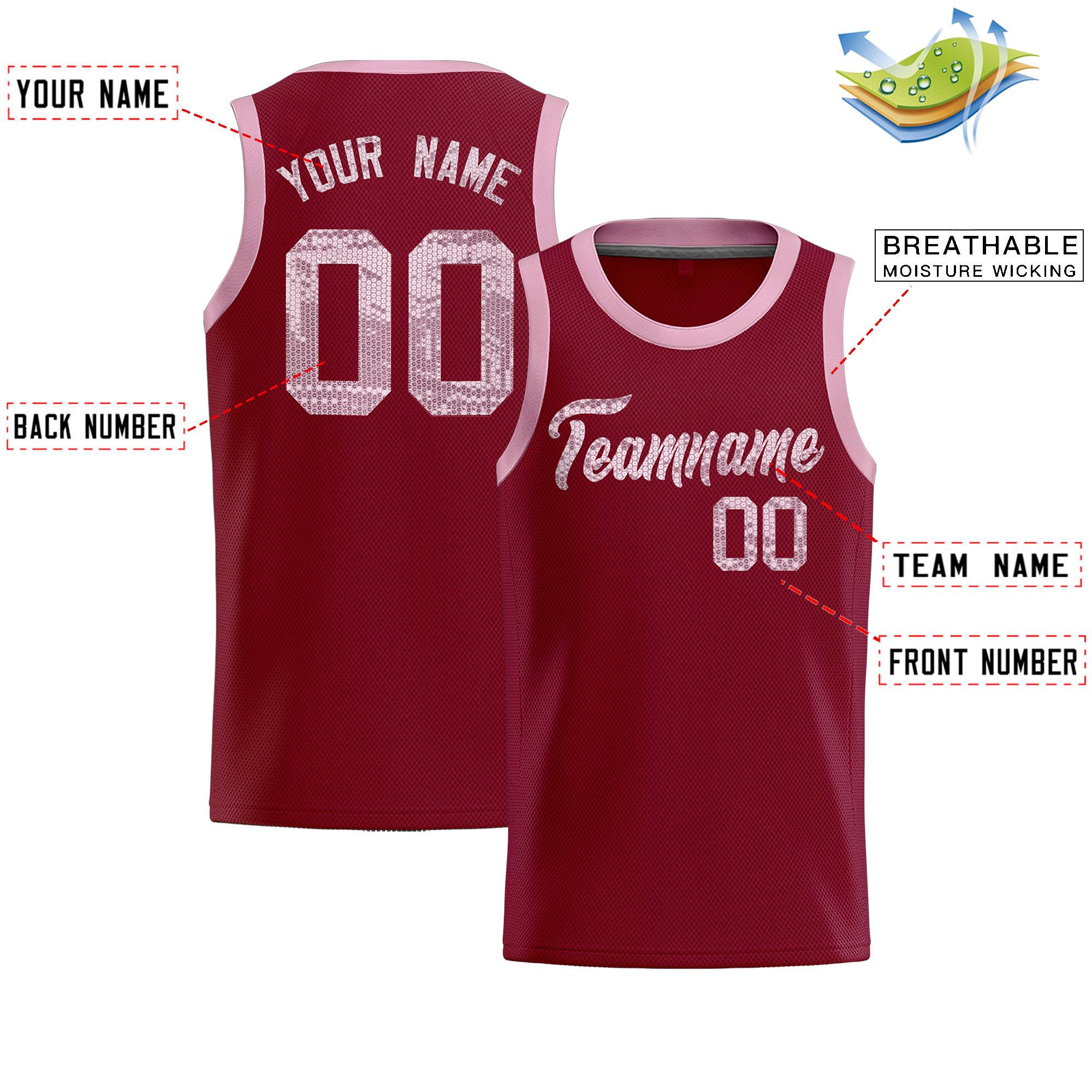 Custom Crimson Sequined Tops Athletic Basketball Jersey|KXKSHOP