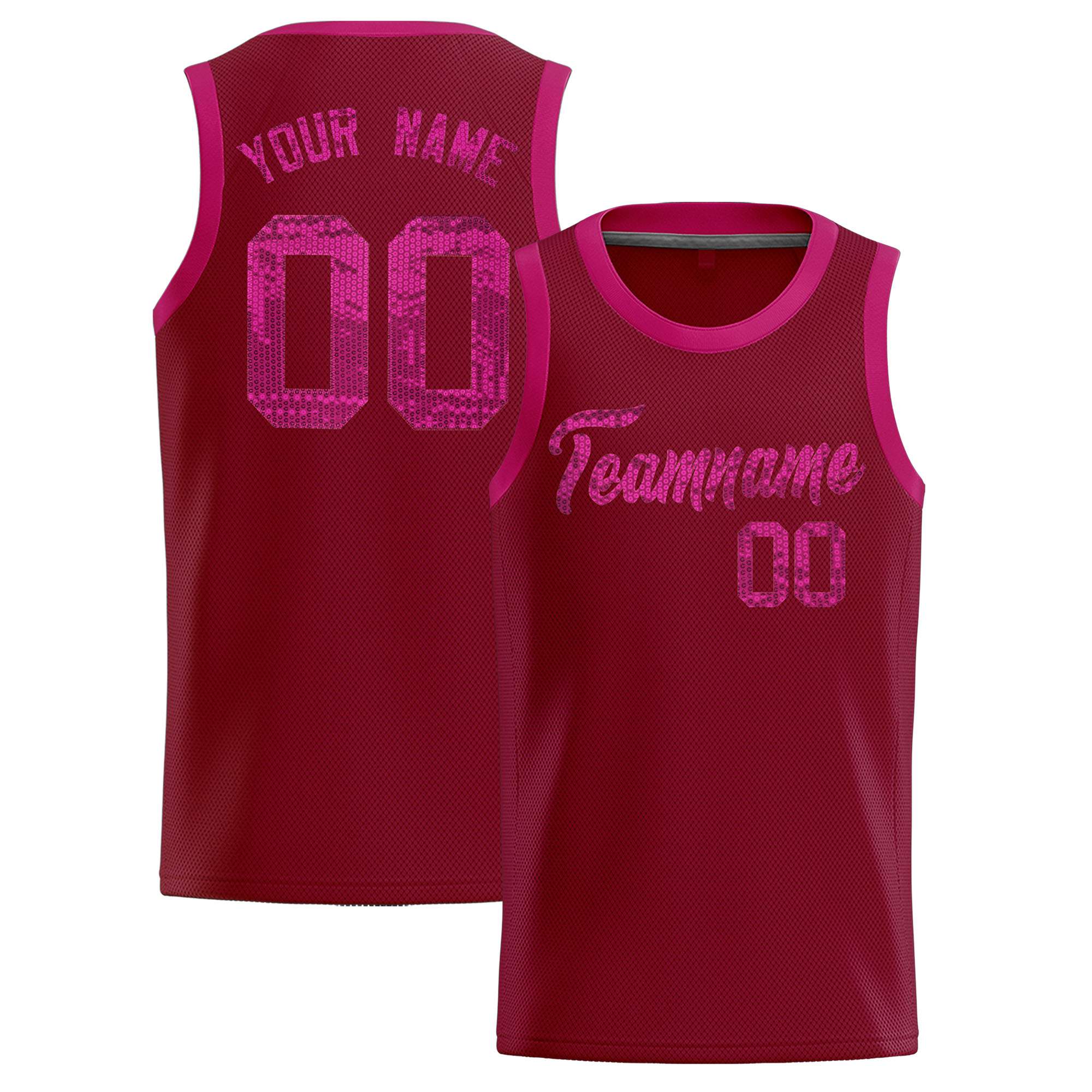 Custom Crimson Sequined Tops Athletic Basketball Jersey|KXKSHOP