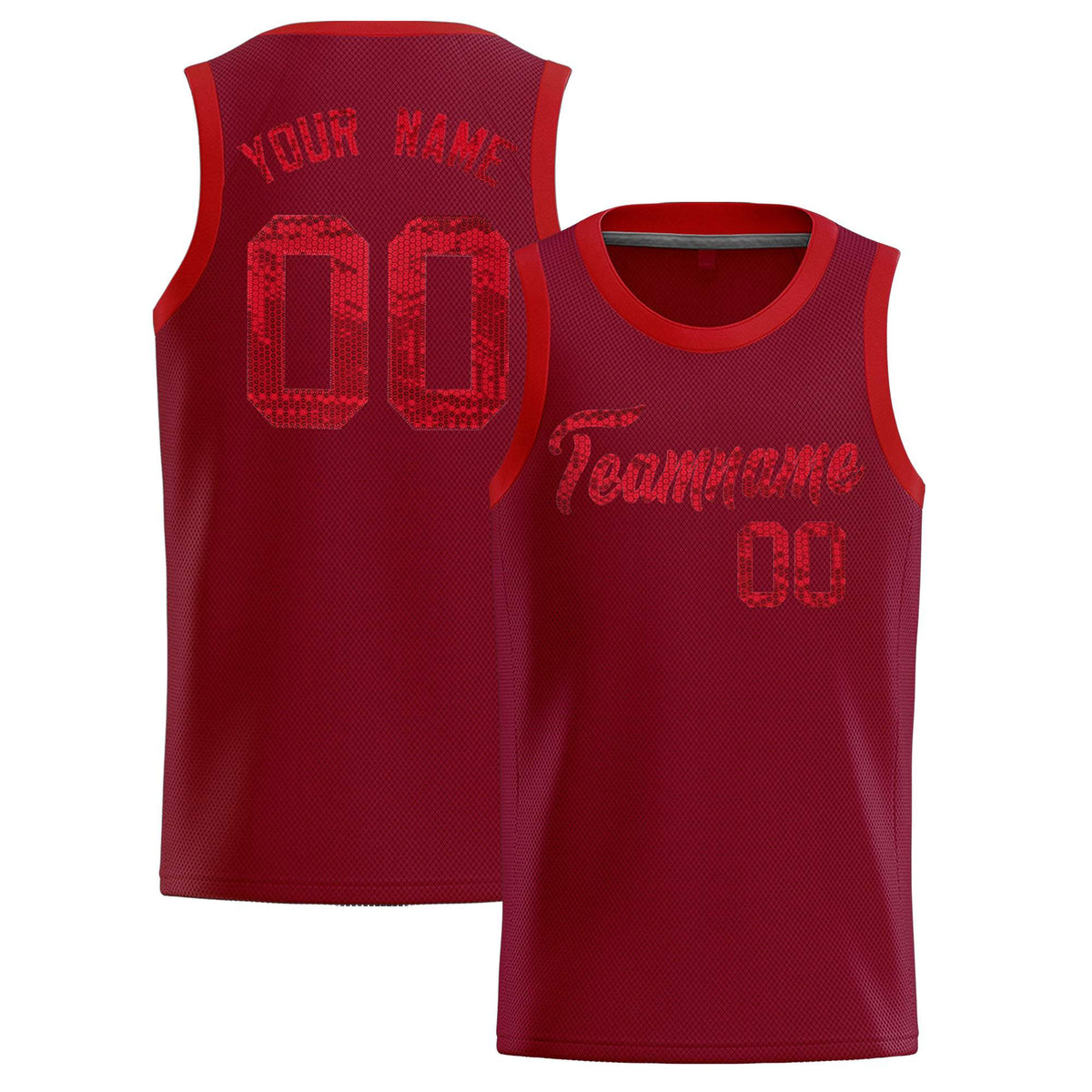 Custom Crimson Sequined Tops Athletic Basketball Jersey|KXKSHOP