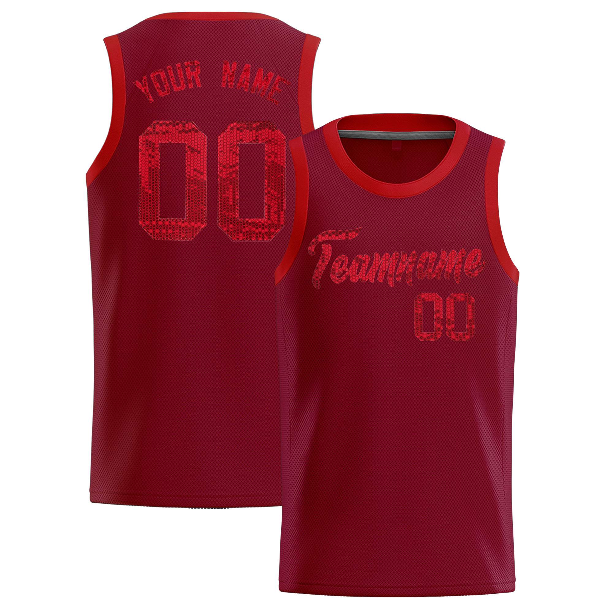 Custom Crimson Sequined Tops Athletic Basketball Jersey|KXKSHOP