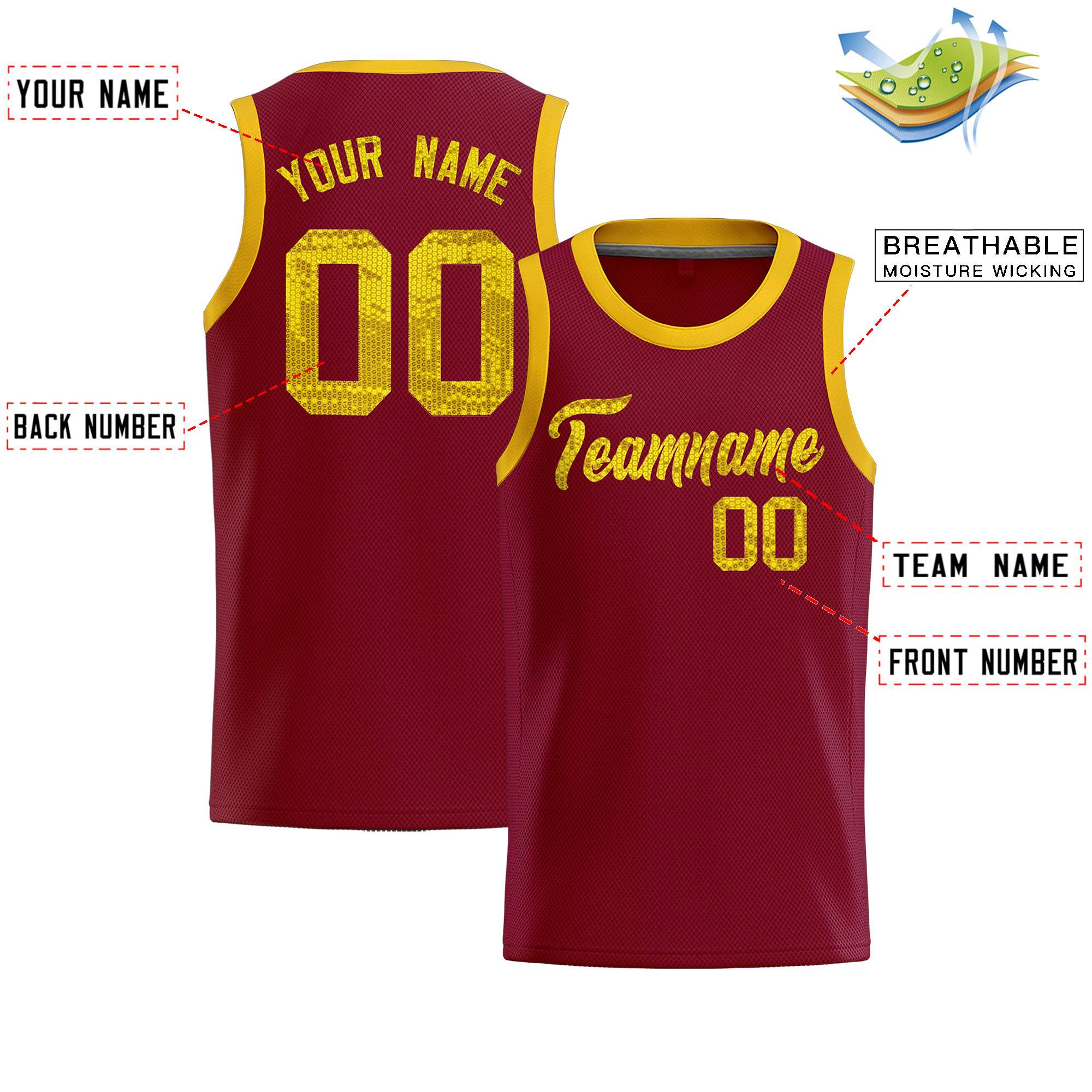 Custom Crimson Sequined Tops Athletic Basketball Jersey|KXKSHOP
