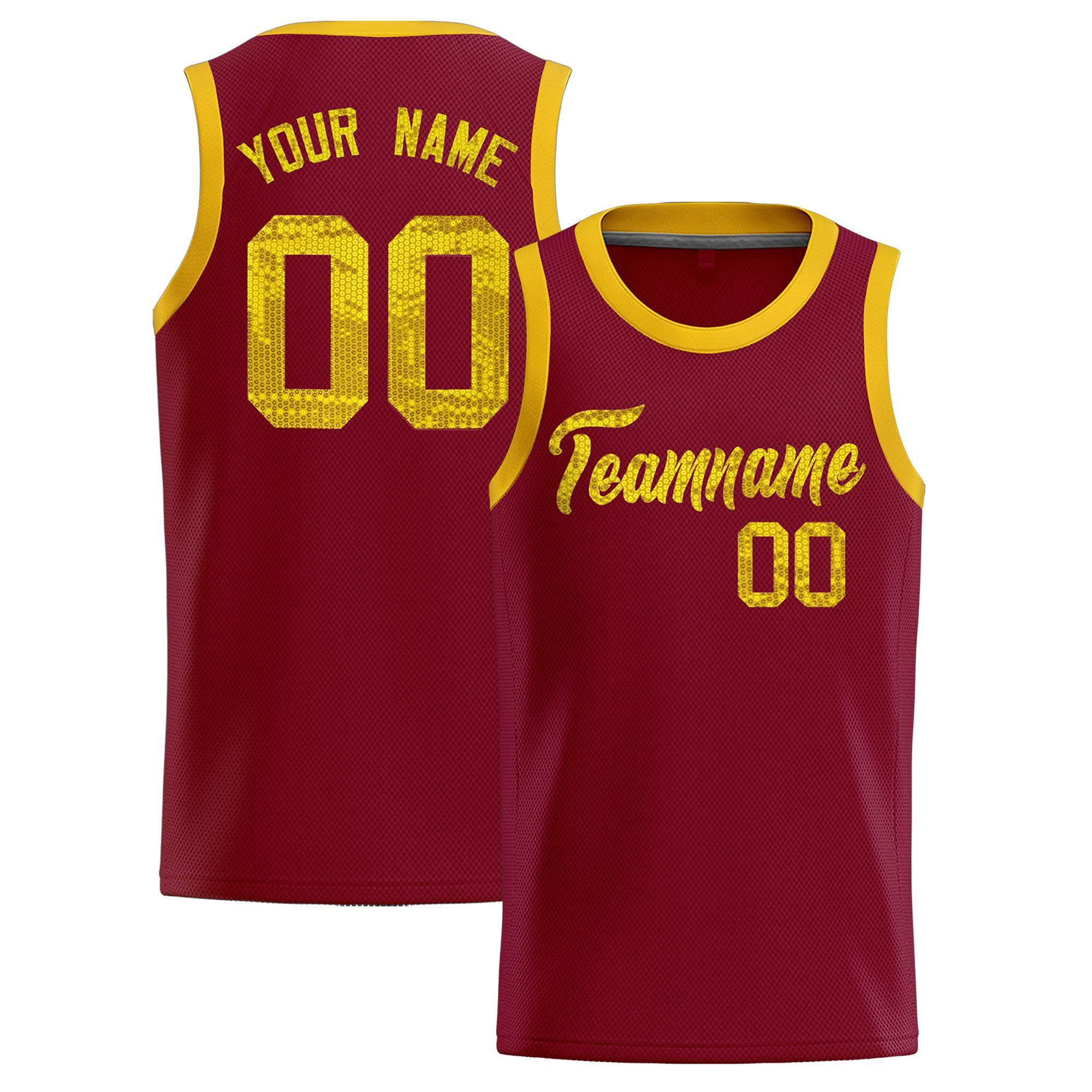 Custom Crimson Sequined Tops Athletic Basketball Jersey|KXKSHOP