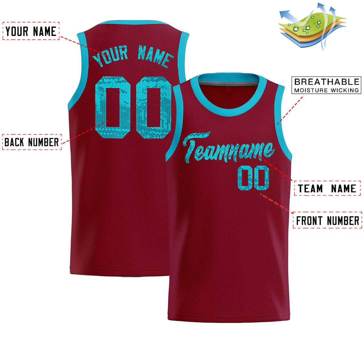 Custom Crimson Sequined Tops Athletic Basketball Jersey|KXKSHOP