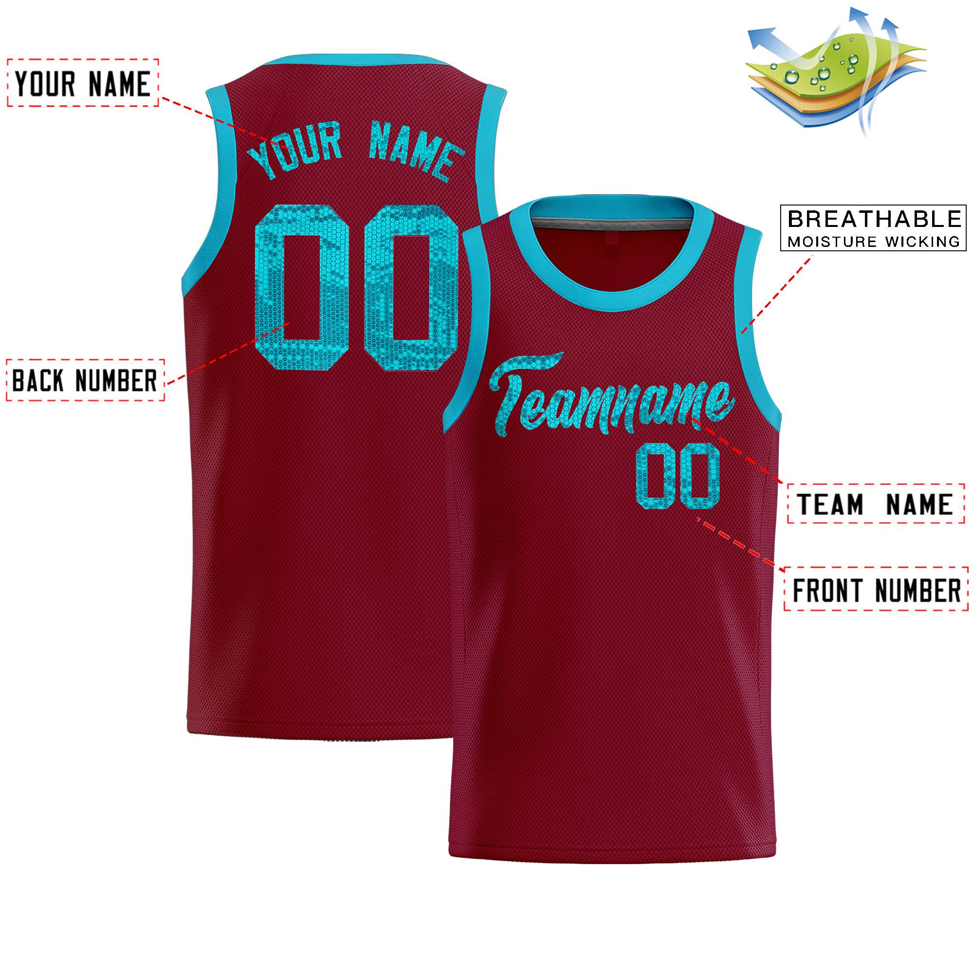Custom Crimson Sequined Tops Athletic Basketball Jersey|KXKSHOP