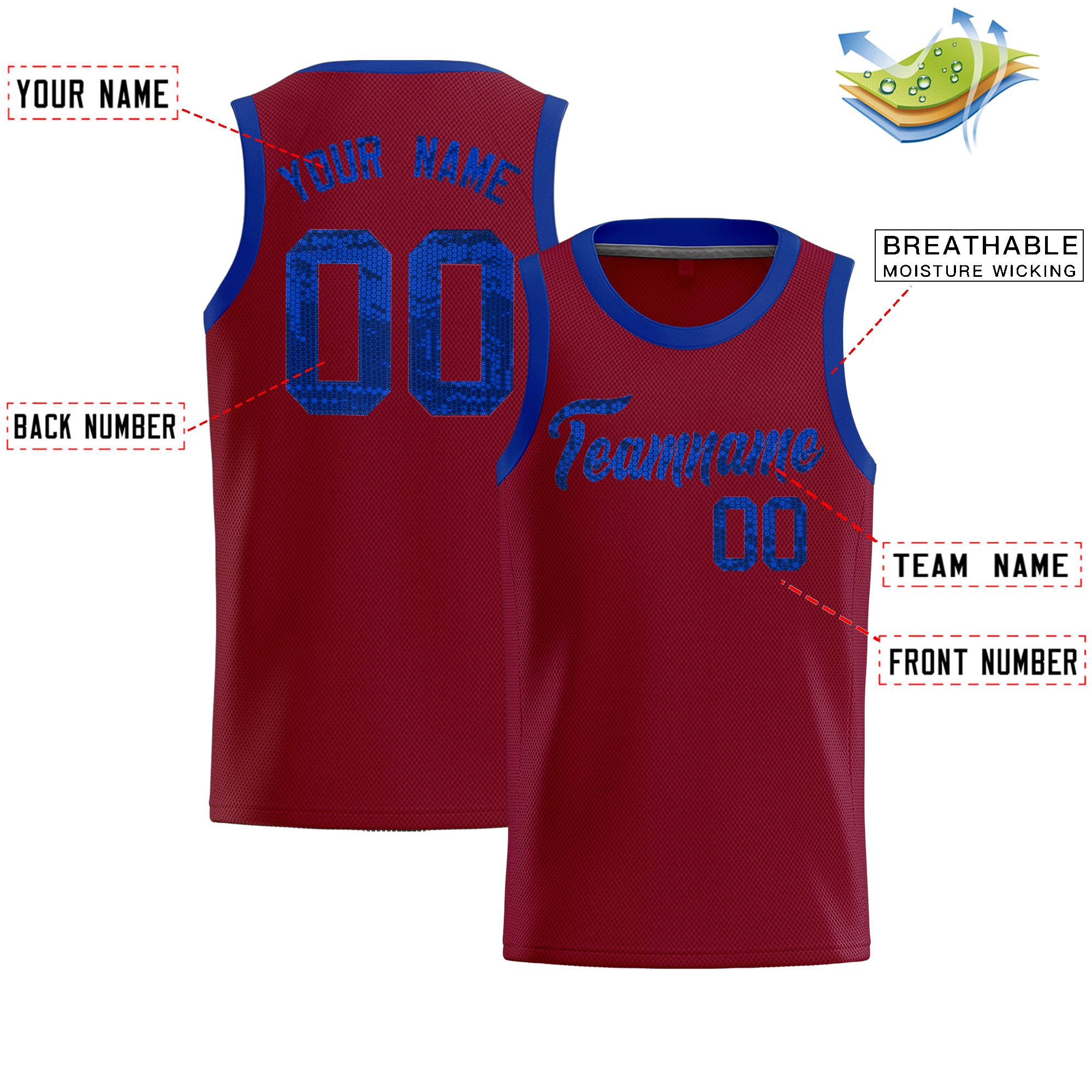 Custom Crimson Sequined Tops Athletic Basketball Jersey|KXKSHOP