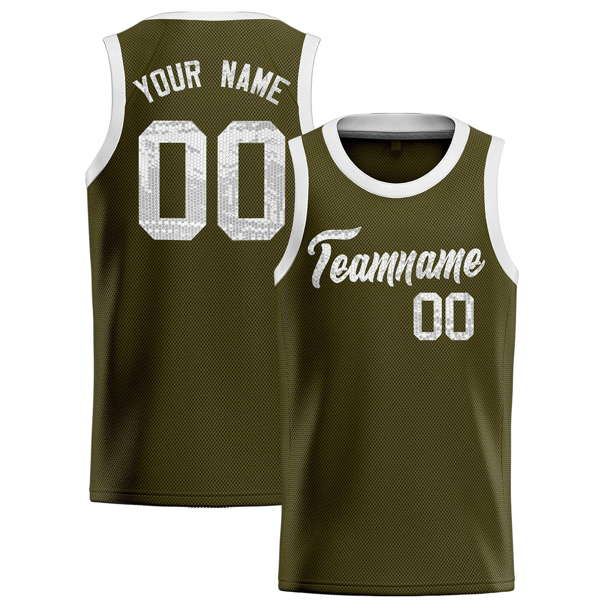 Custom Olive Sequined Tops Athletic Basketball Jersey|KXKSHOP