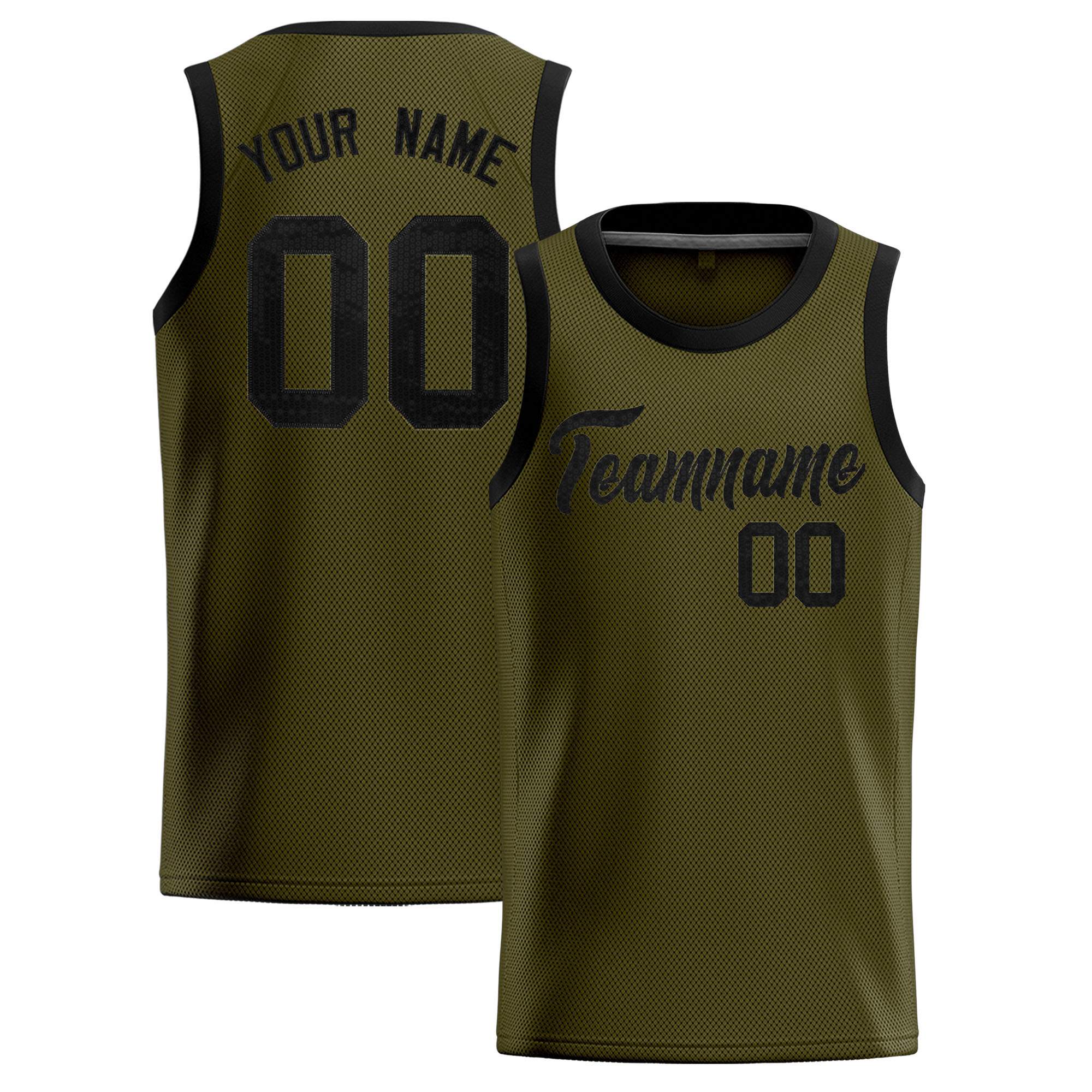 Custom Olive Sequined Tops Athletic Basketball Jersey|KXKSHOP