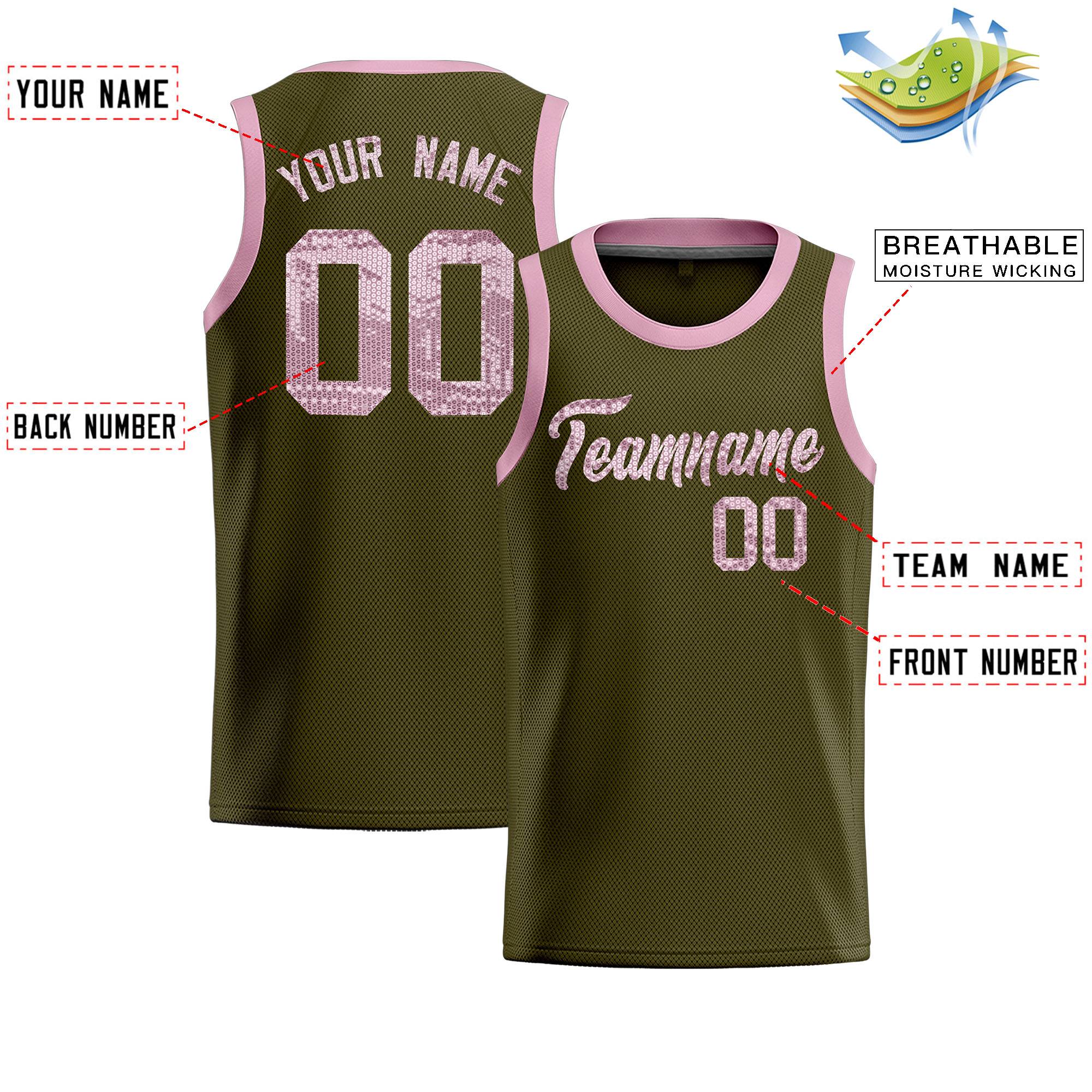 Custom Olive Sequined Tops Athletic Basketball Jersey|KXKSHOP