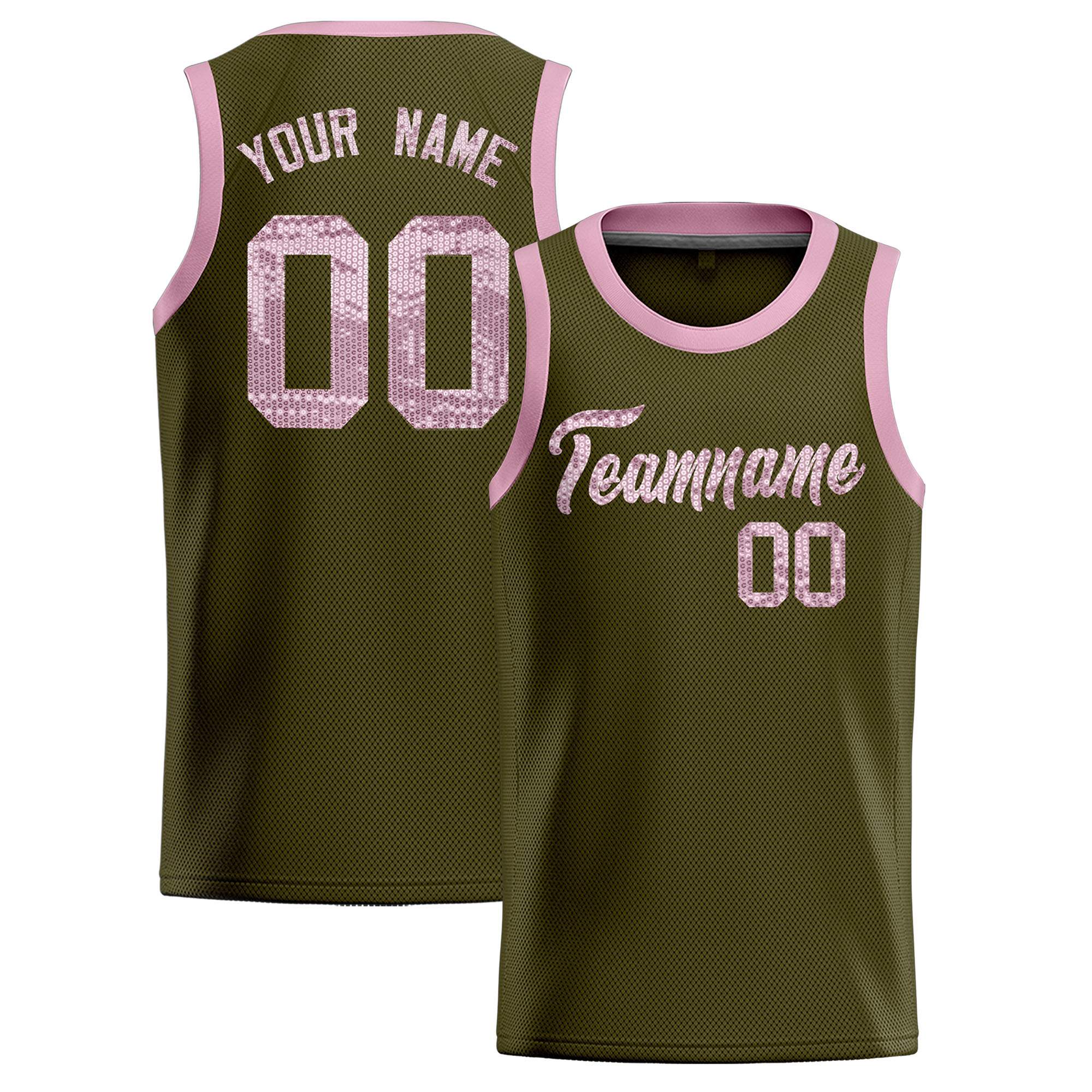 Custom Olive Sequined Tops Athletic Basketball Jersey|KXKSHOP