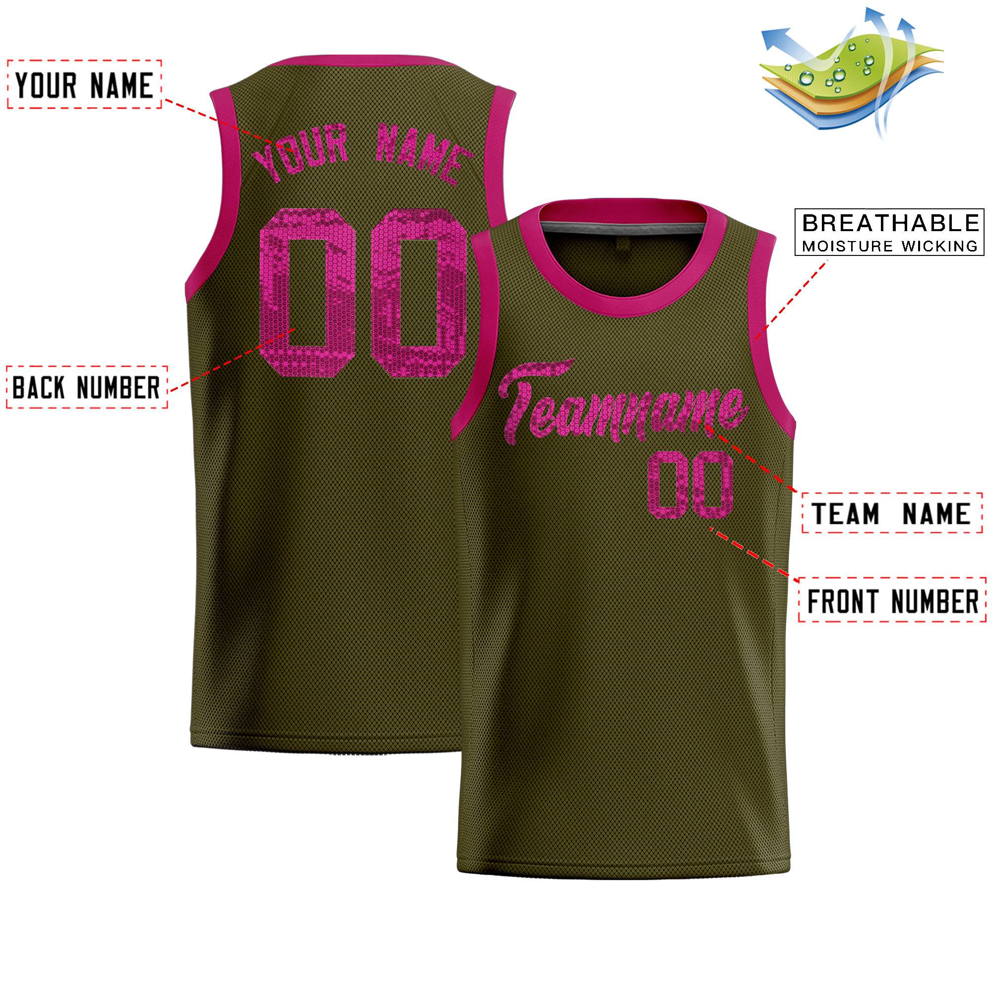 Custom Olive Sequined Tops Athletic Basketball Jersey|KXKSHOP