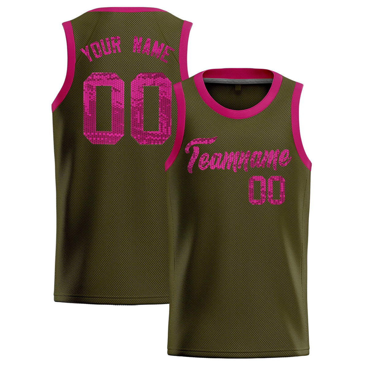 Custom Olive Sequined Tops Athletic Basketball Jersey|KXKSHOP